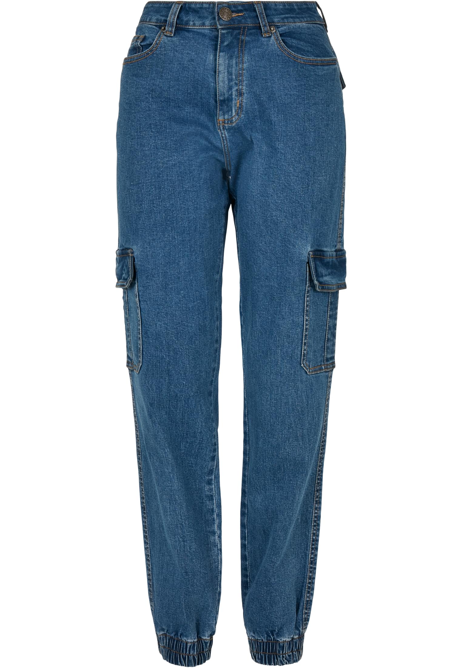 Ladies Organic Stretch Denim Cargo Pants | clearblue washed