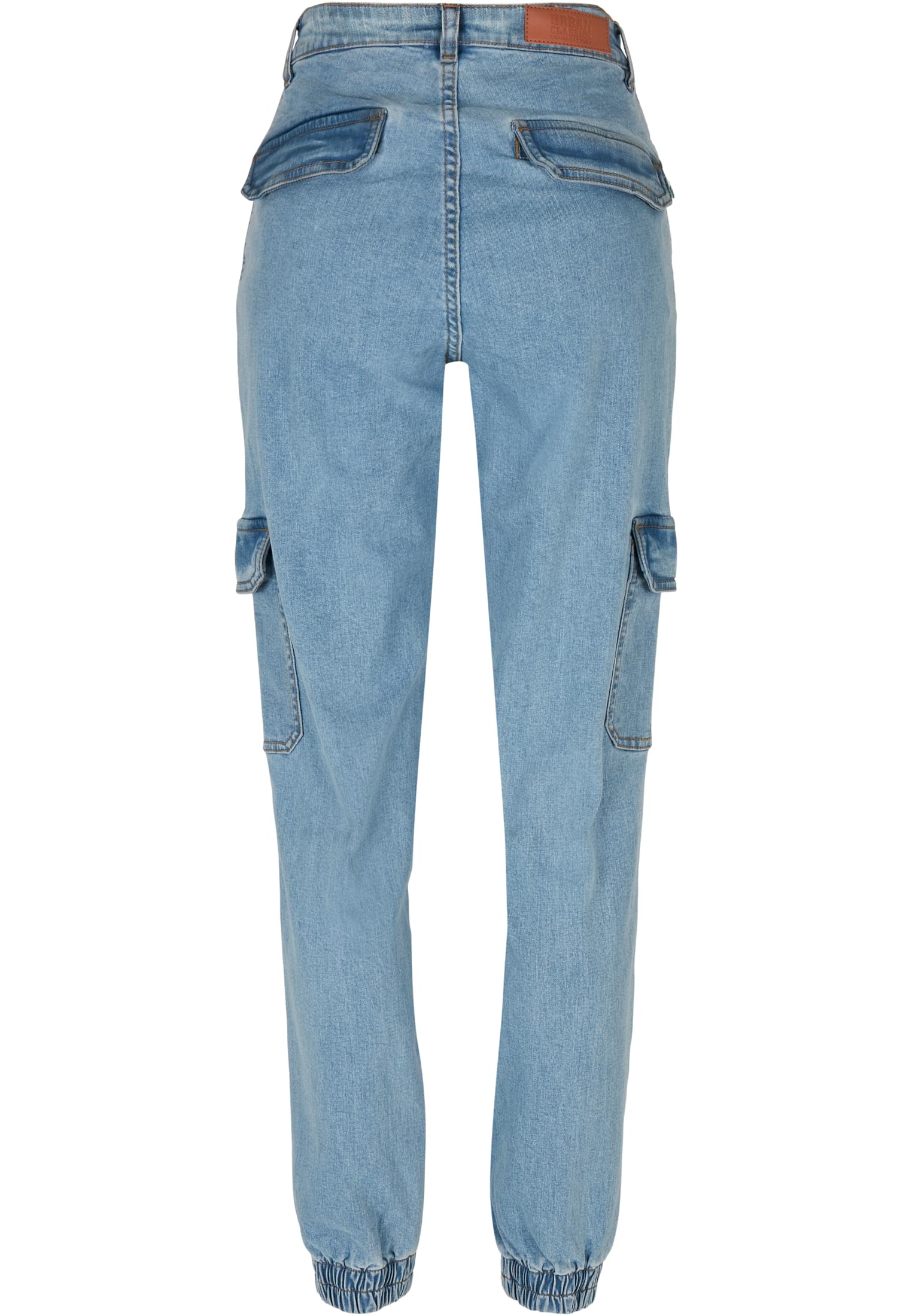 Ladies Organic Stretch Denim Cargo Pants | clearblue bleached