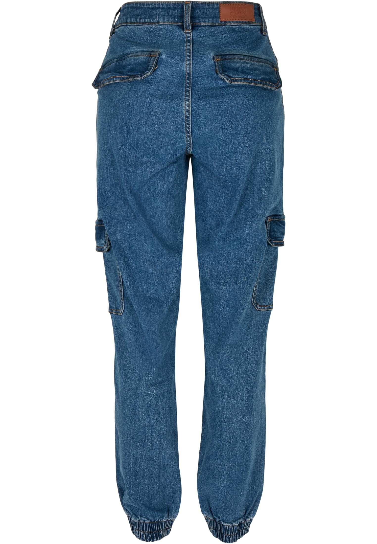 Ladies Organic Stretch Denim Cargo Pants | clearblue washed