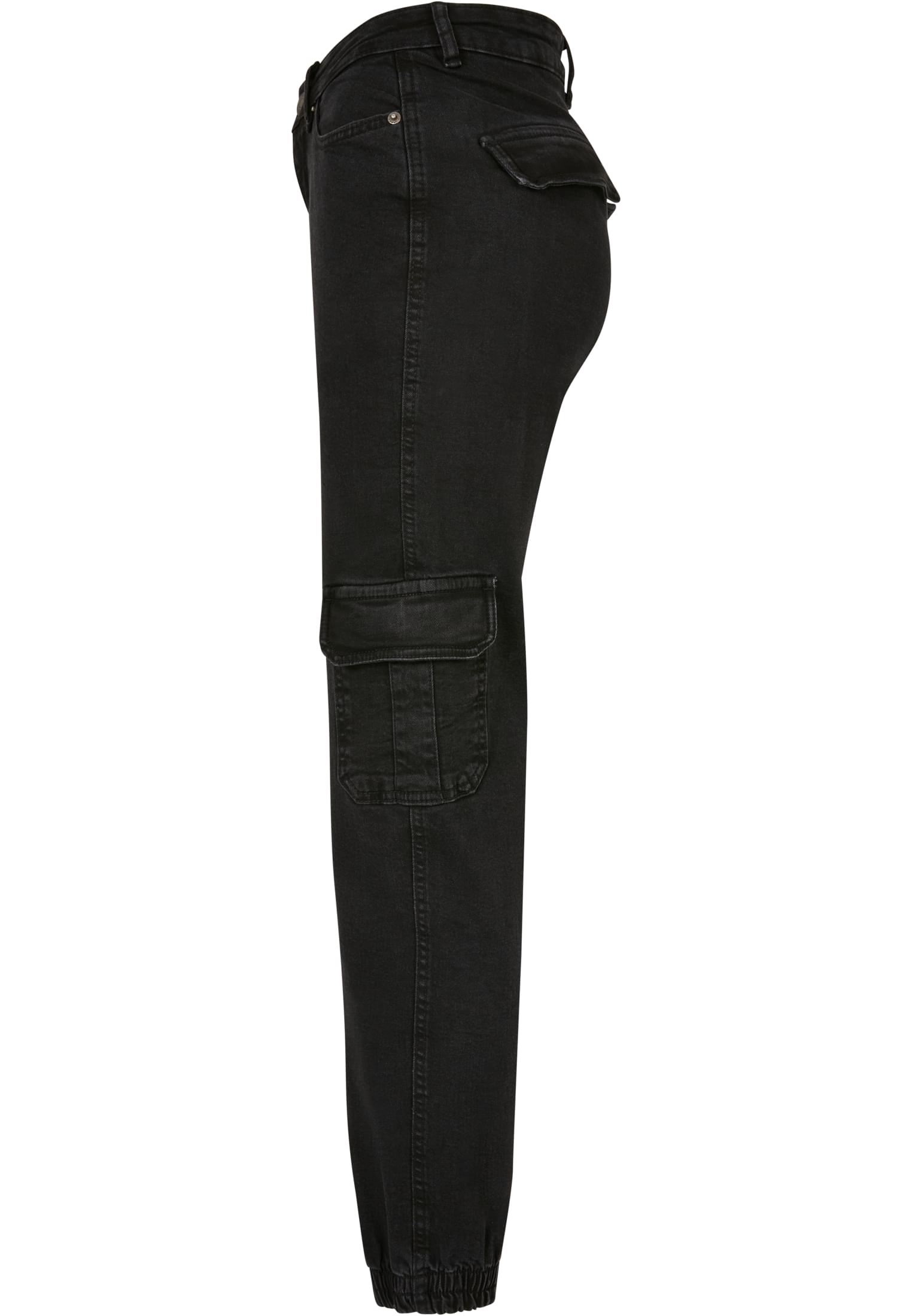 Ladies Organic Stretch Denim Cargo Pants | black washed