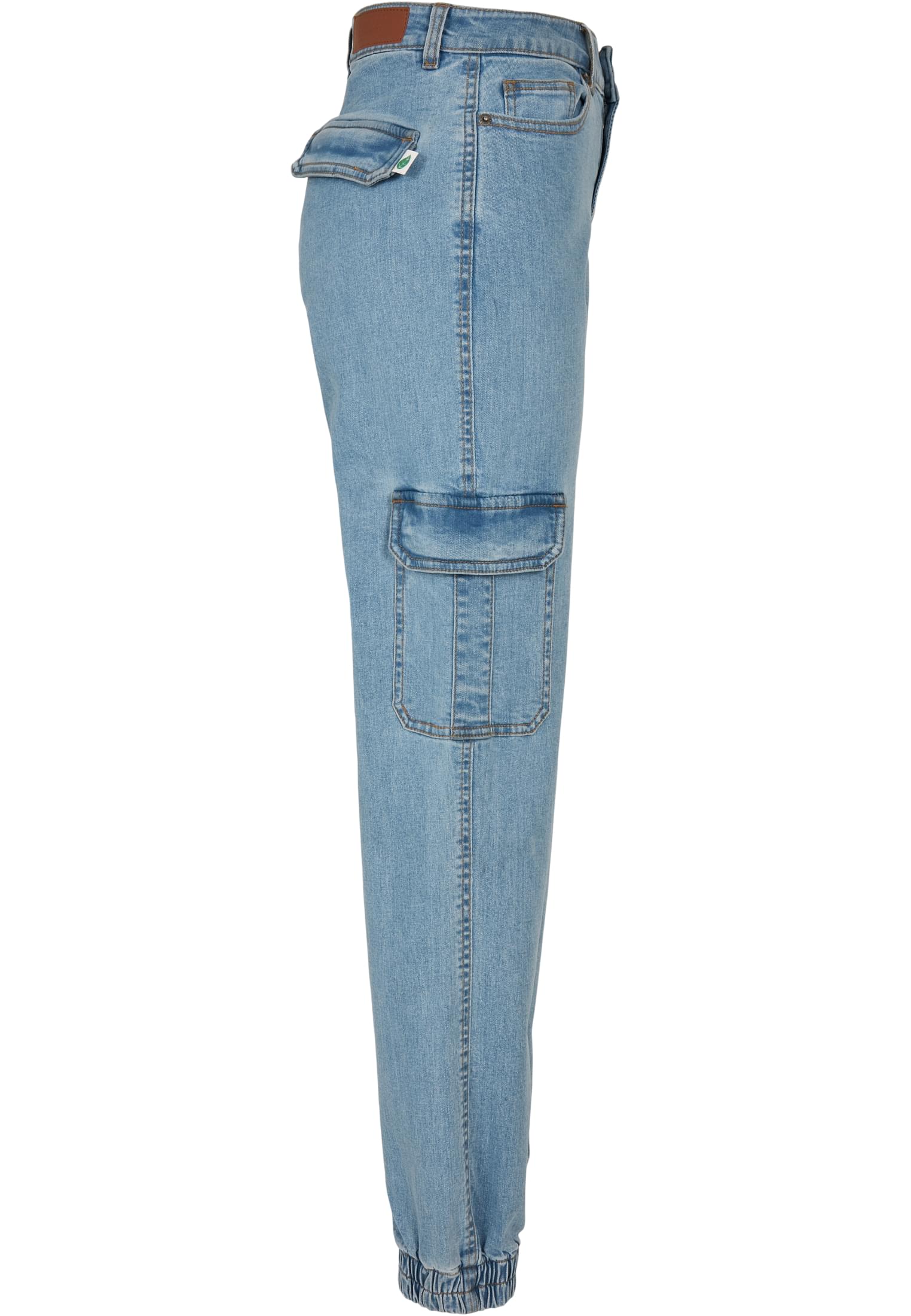 Ladies Organic Stretch Denim Cargo Pants | clearblue bleached