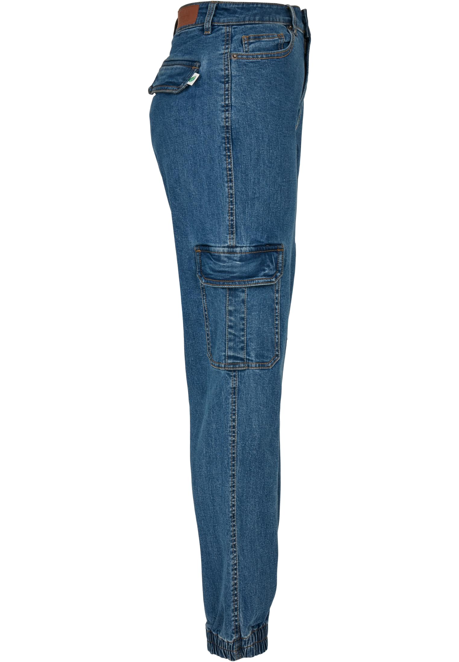 Ladies Organic Stretch Denim Cargo Pants | clearblue washed