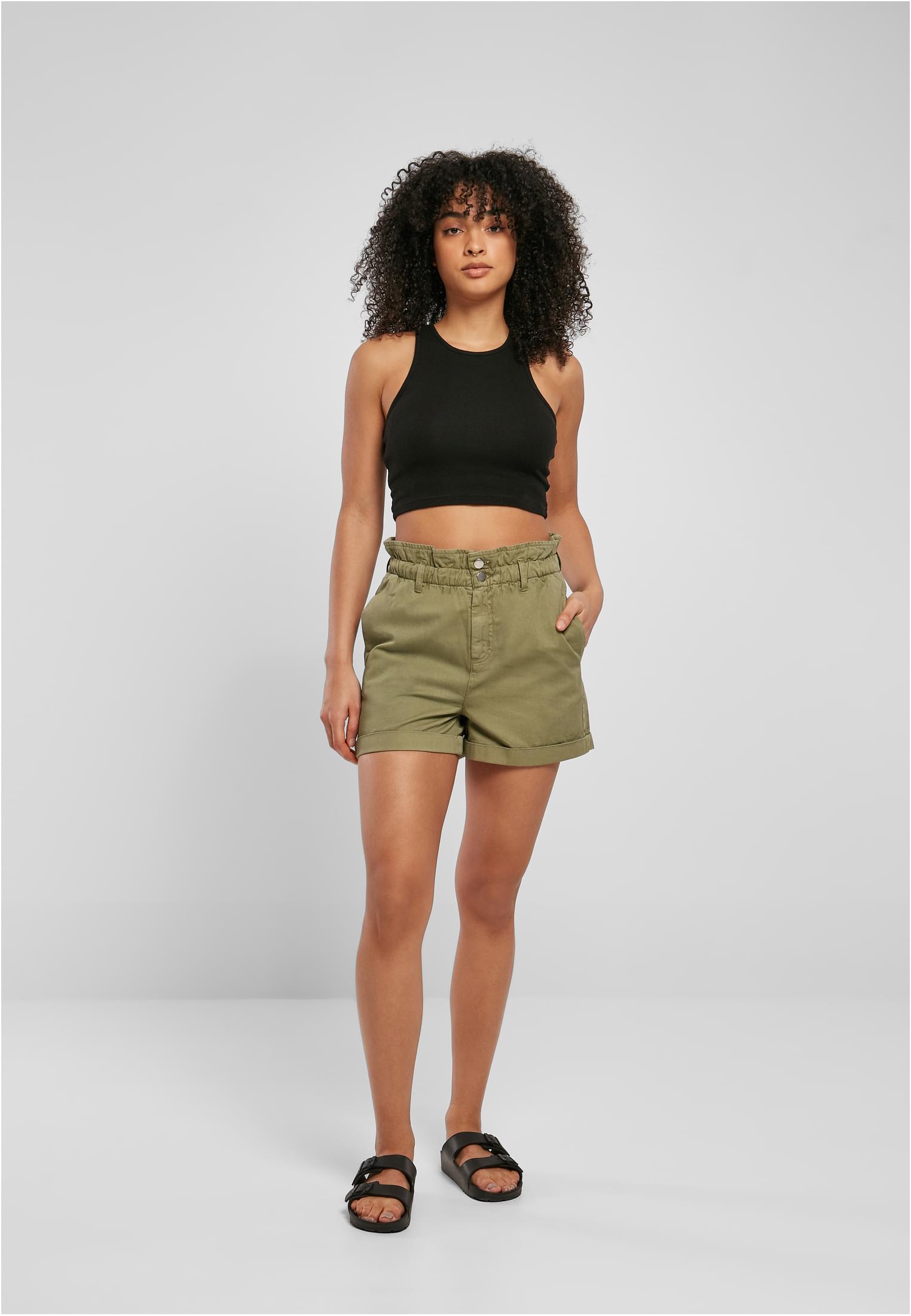 Ladies Paperbag Shorts | khaki