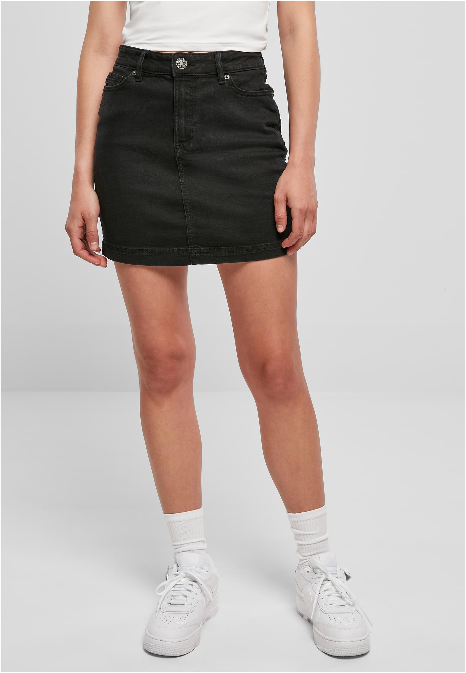 Ladies Organic Stretch Denim Mini Skirt | black washed