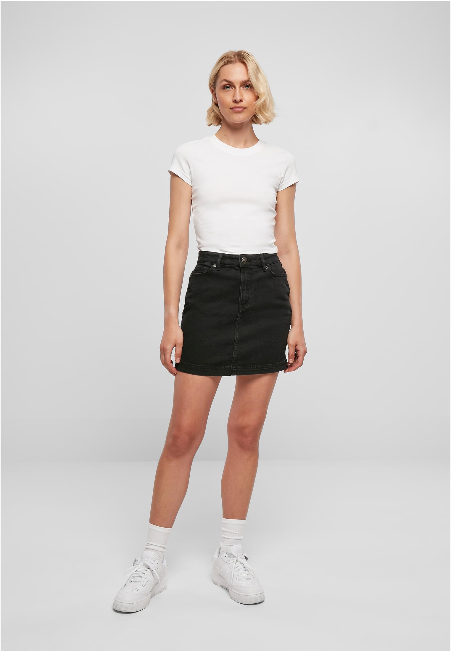 Ladies Organic Stretch Denim Mini Skirt | black washed