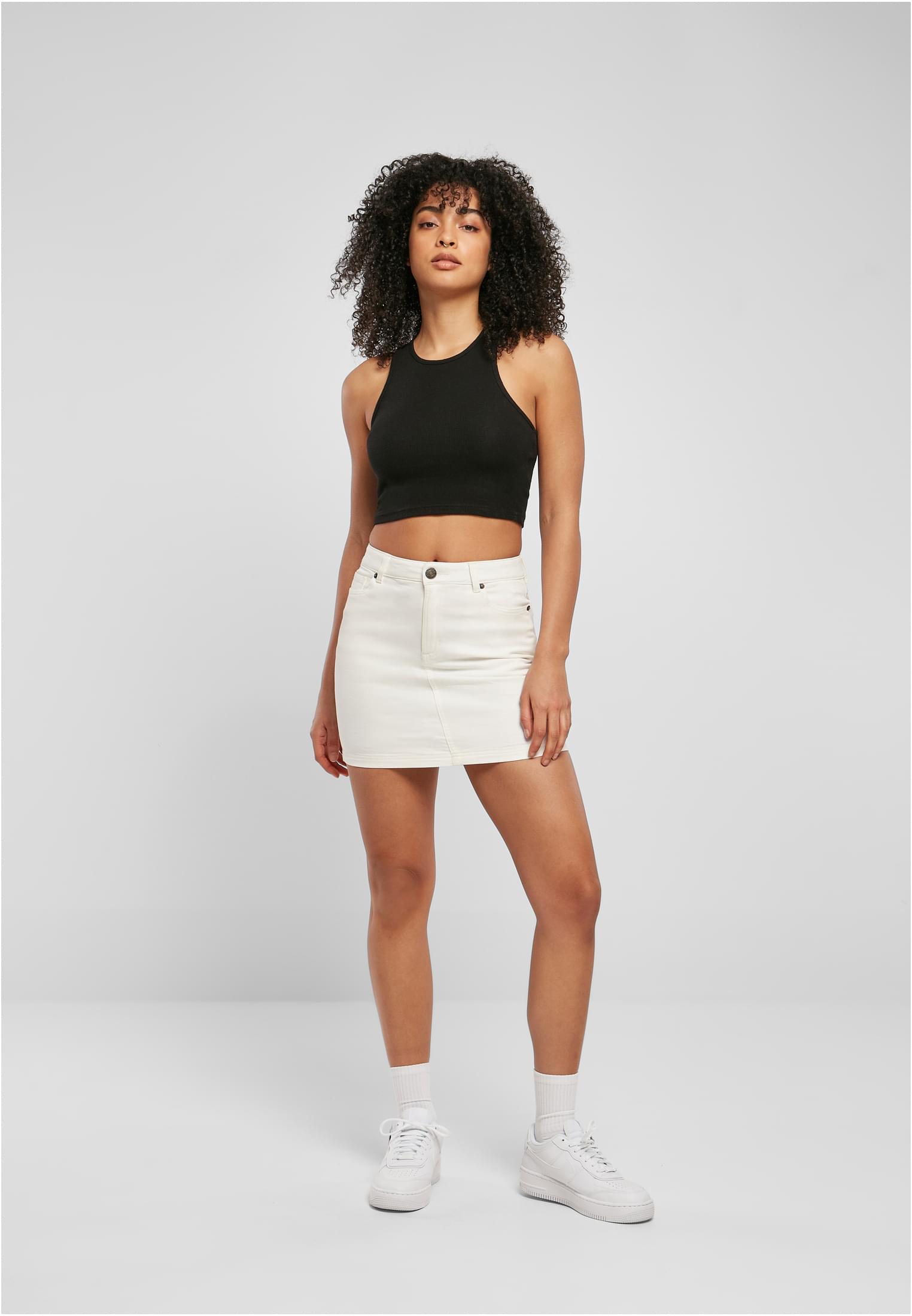 Ladies Organic Stretch Denim Mini Skirt | offwhite raw