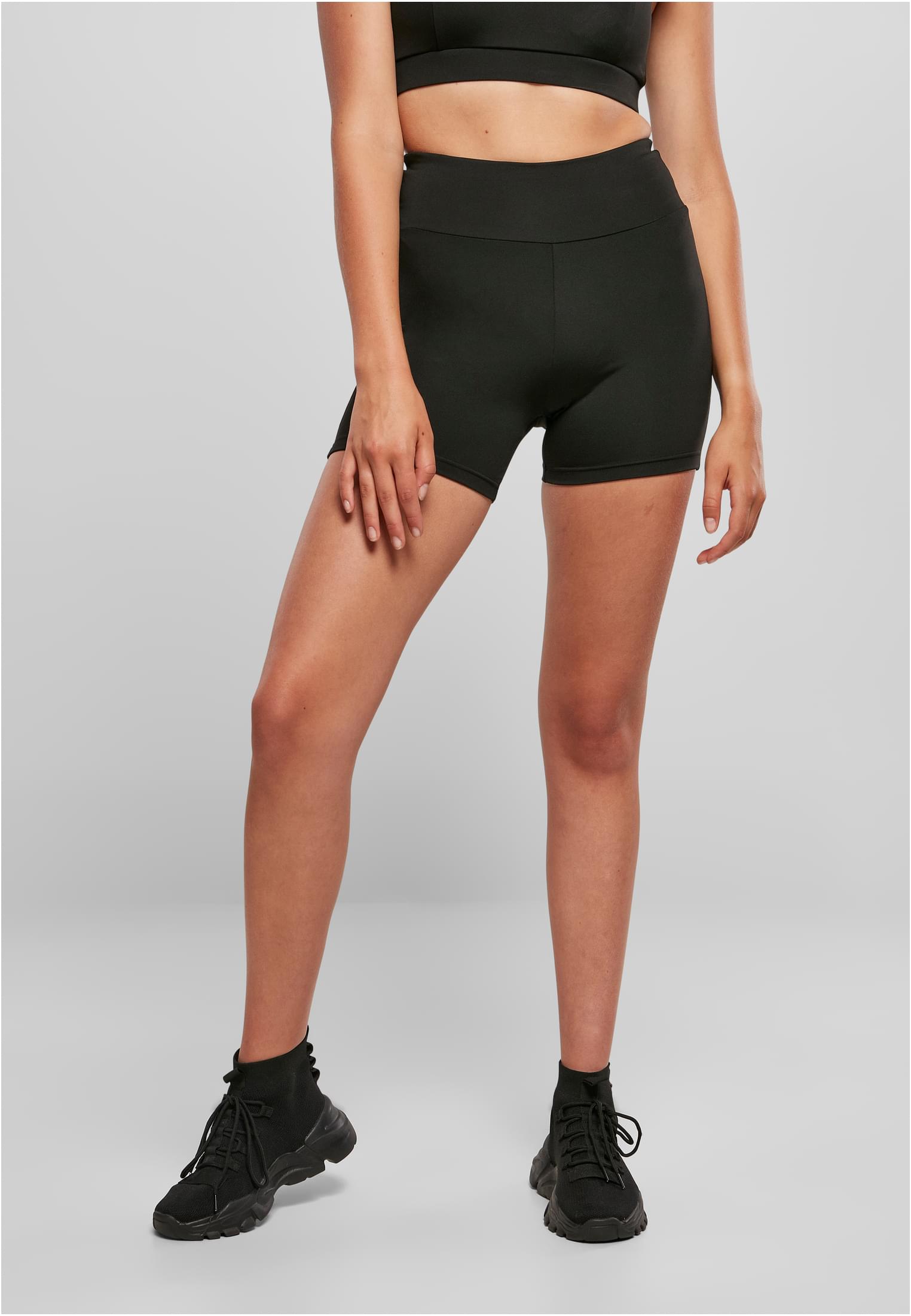 Ladies Recycled High Waist Cycle Hot Pants | black