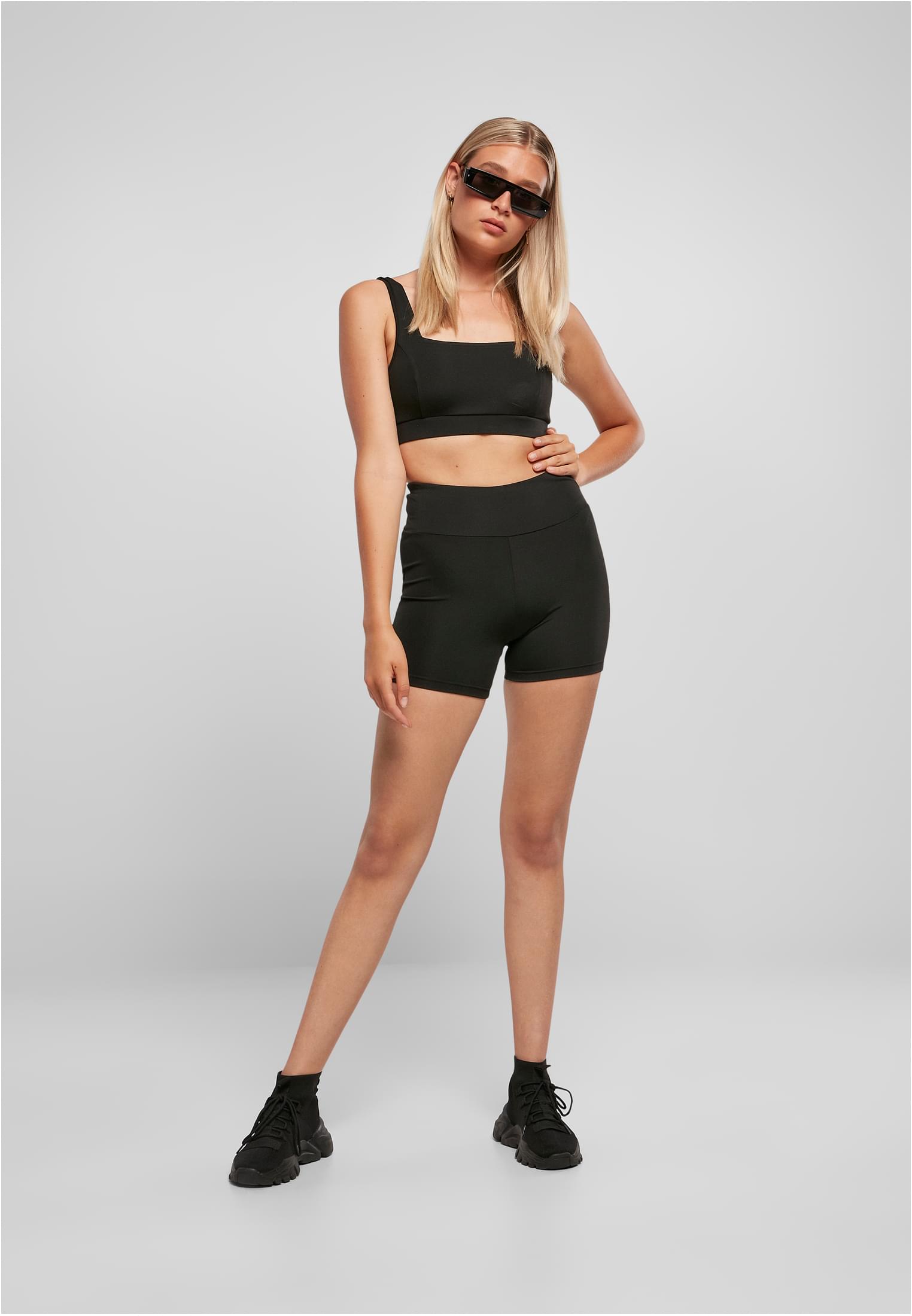 Ladies Recycled High Waist Cycle Hot Pants | black