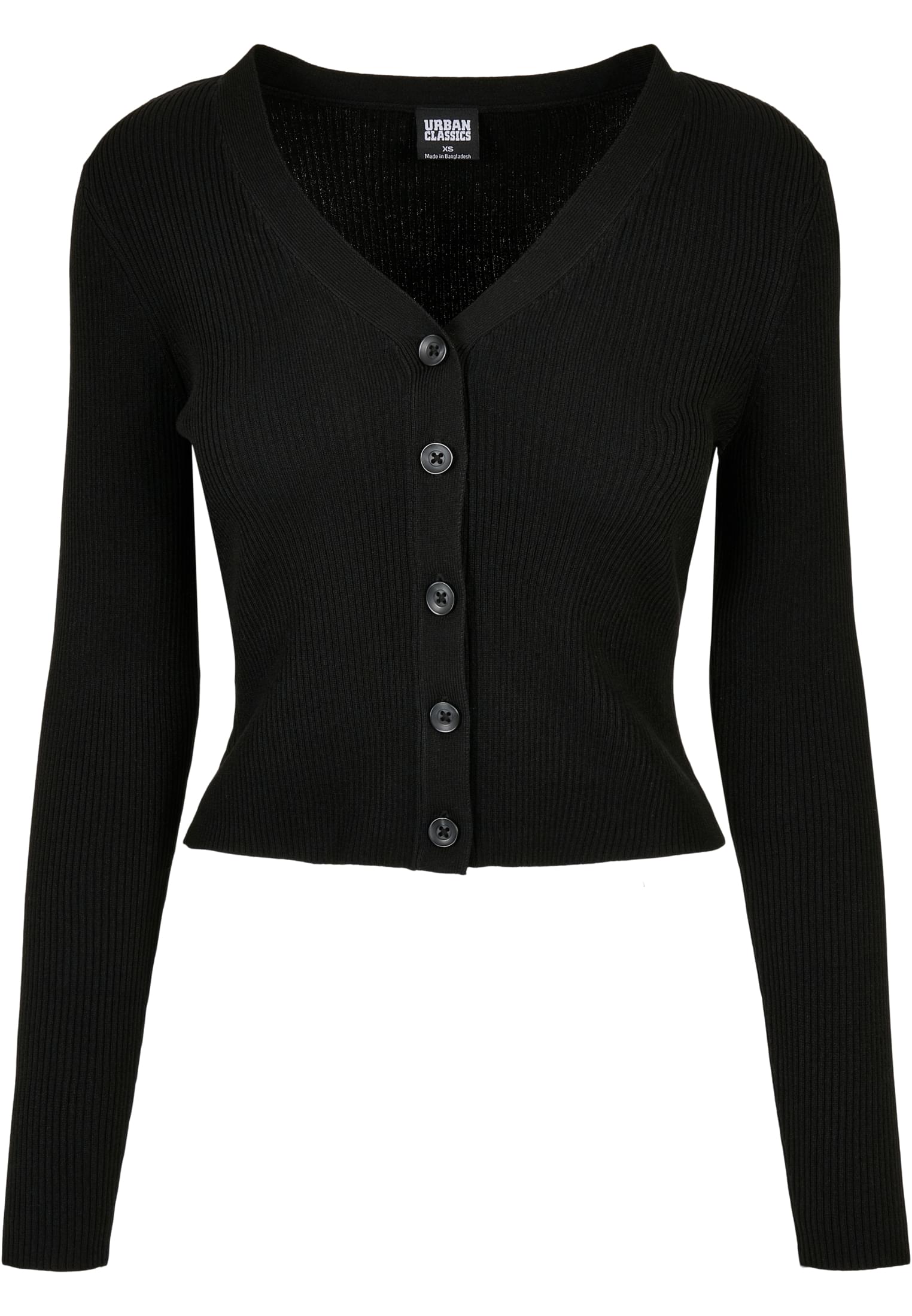 Ladies Short Rib Knit Cardigan | black