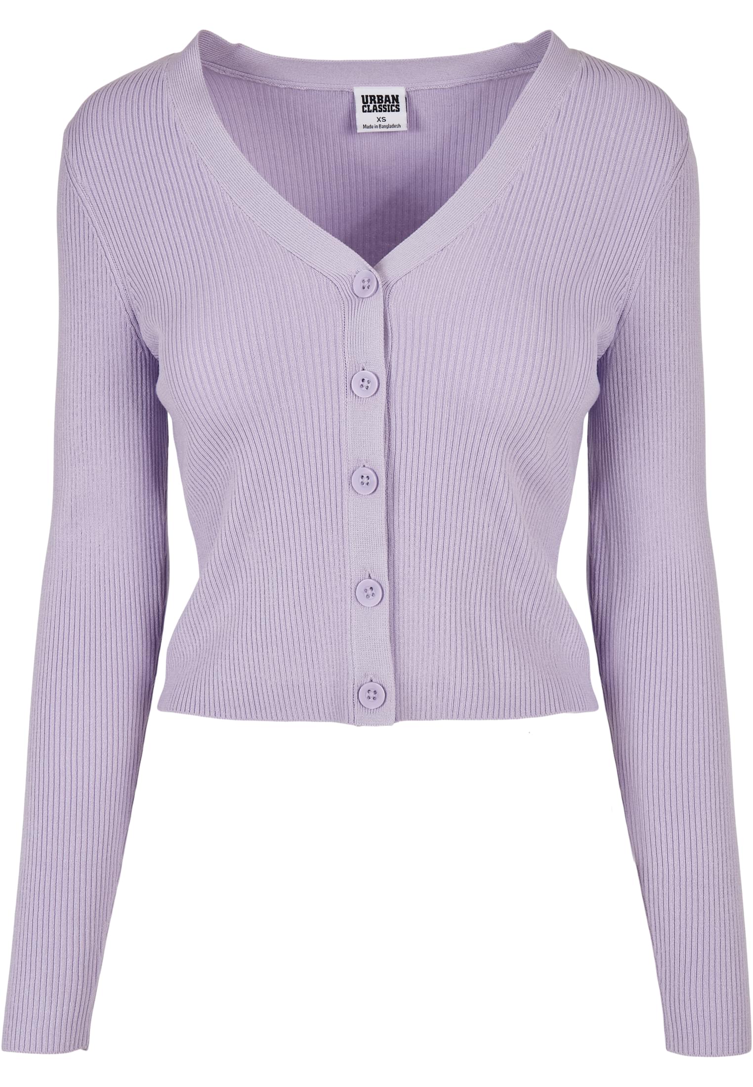 Ladies Short Rib Knit Cardigan | lilac