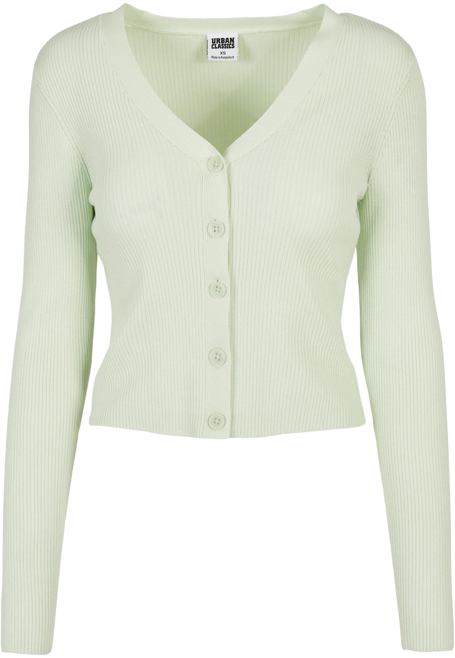 Ladies Short Rib Knit Cardigan | lightmint