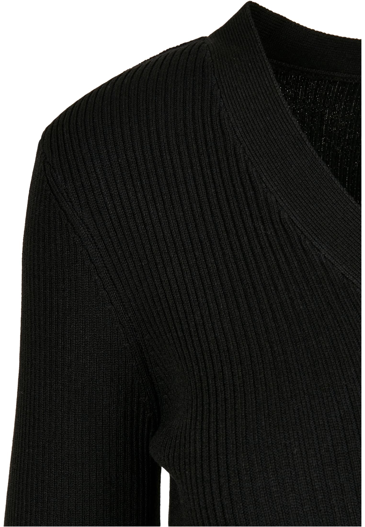 Ladies Short Rib Knit Cardigan | black