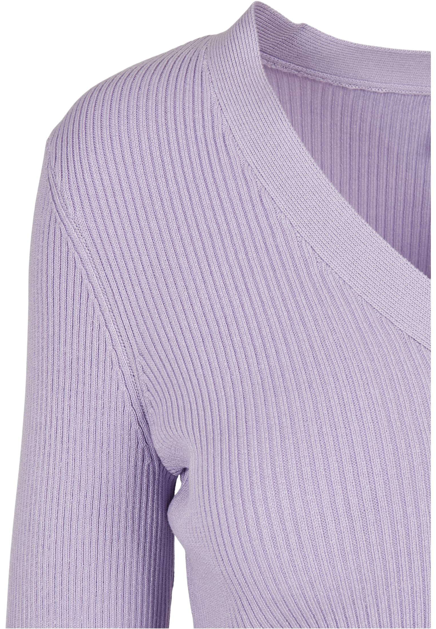 Ladies Short Rib Knit Cardigan | lilac