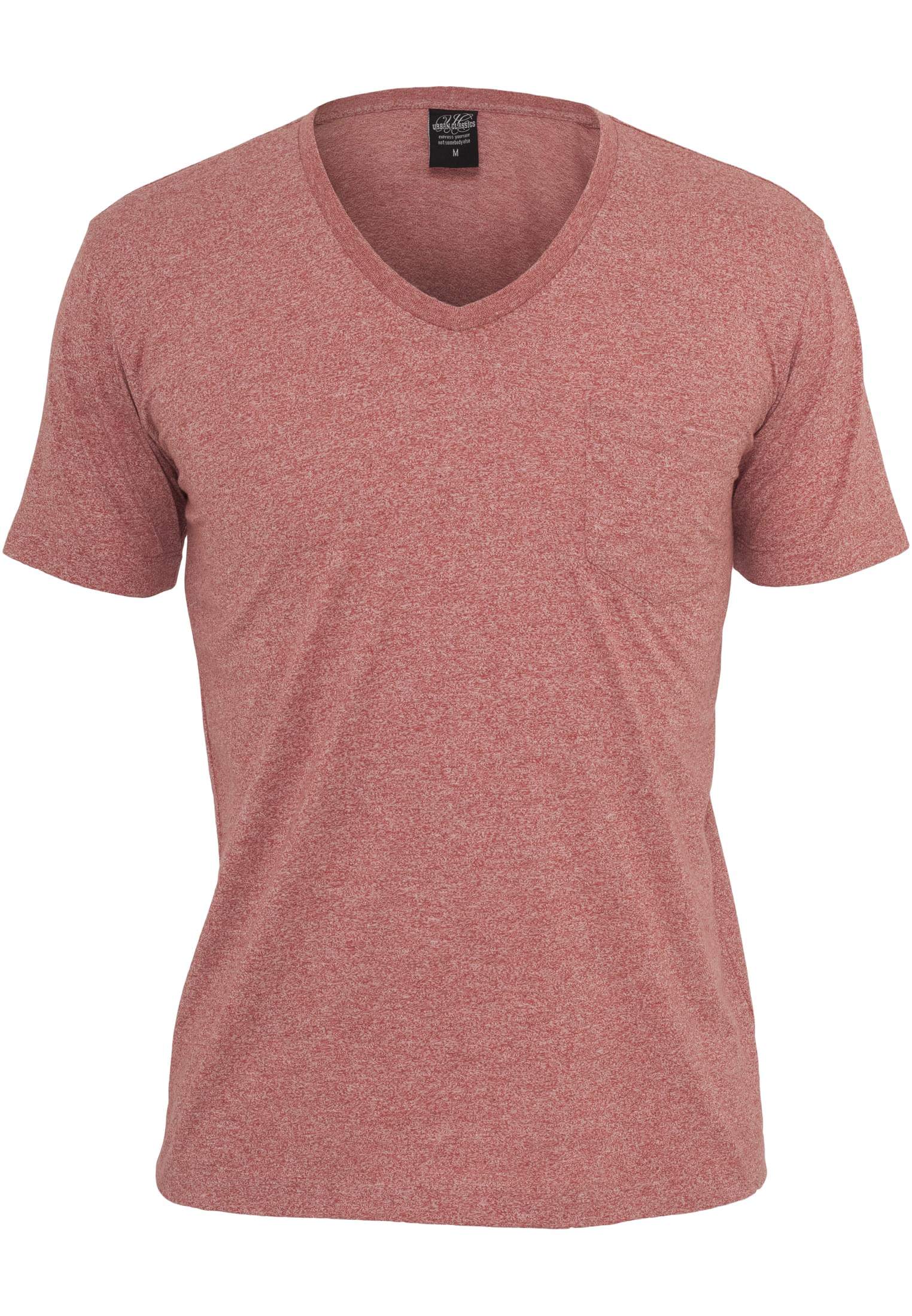 Melange V-Neck Pocket Tee | ruby