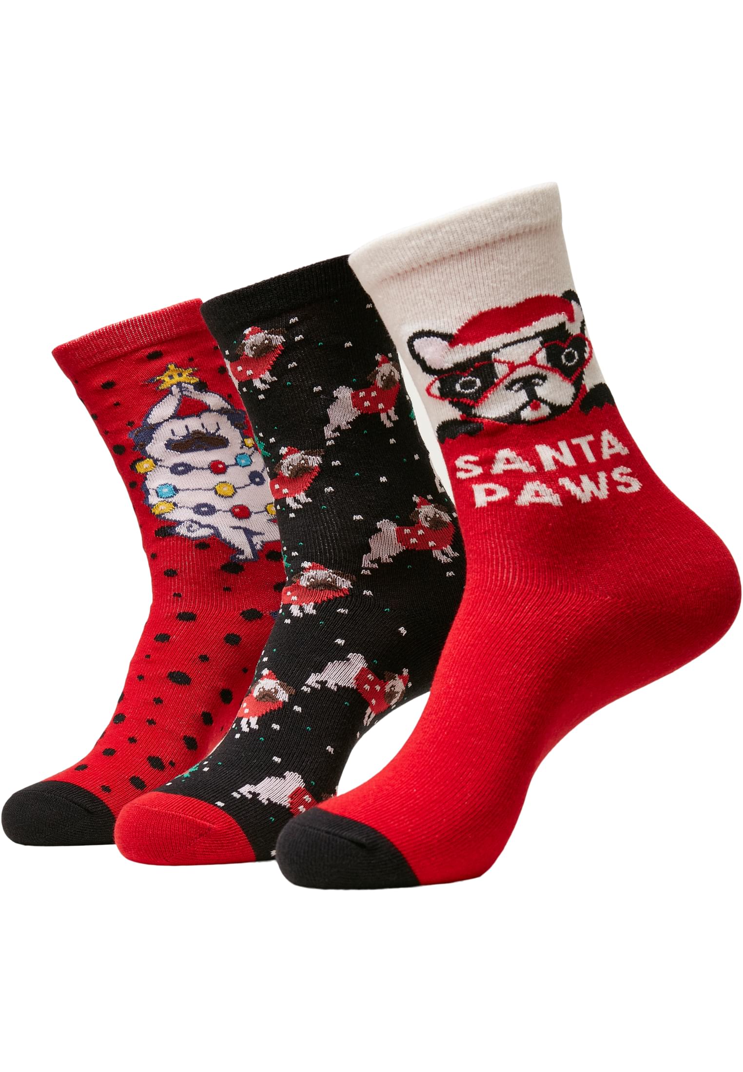 Pug Christmas Socks 3-Pack | multicolor