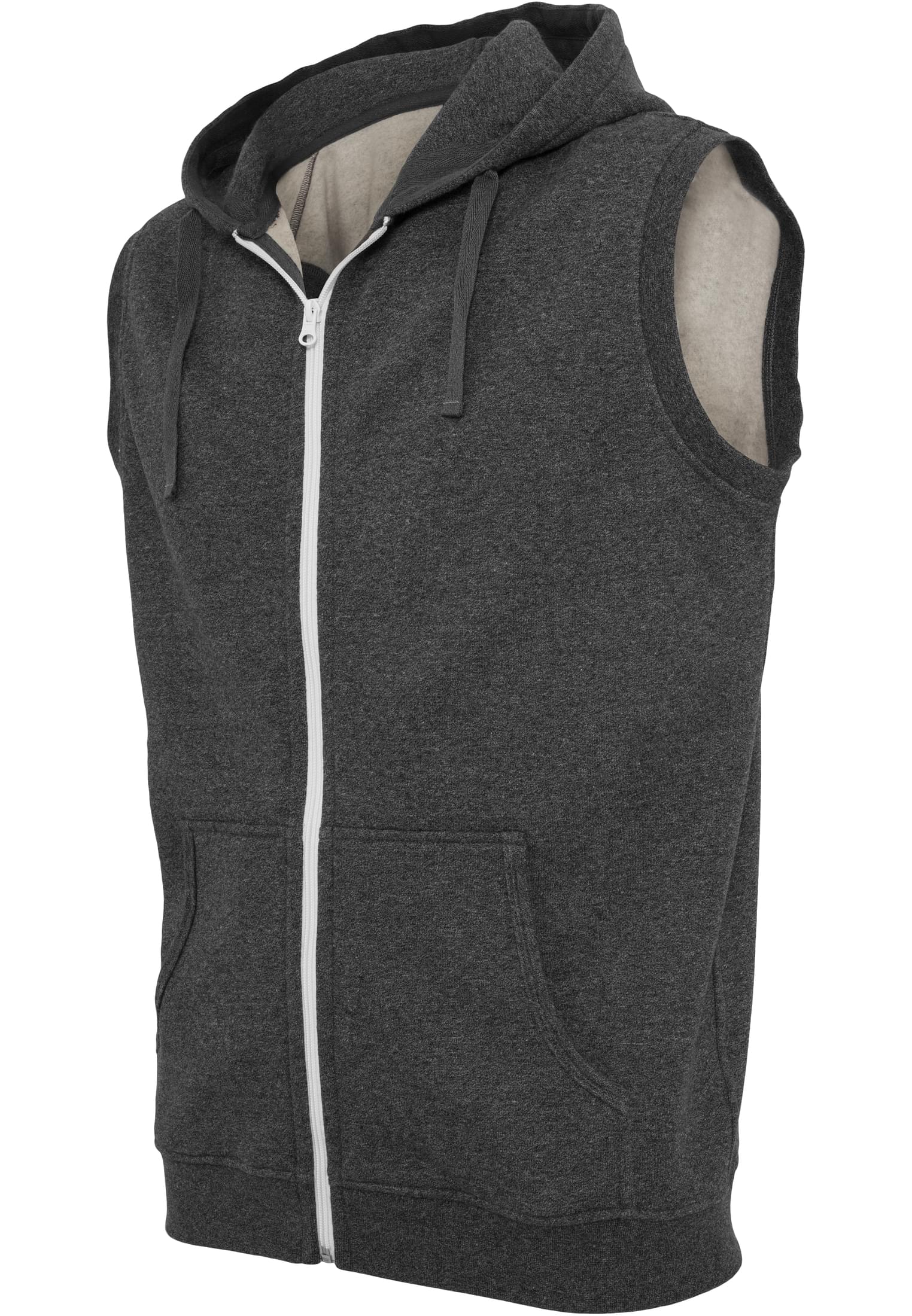 Melange Sleeveless Ziphoody | black