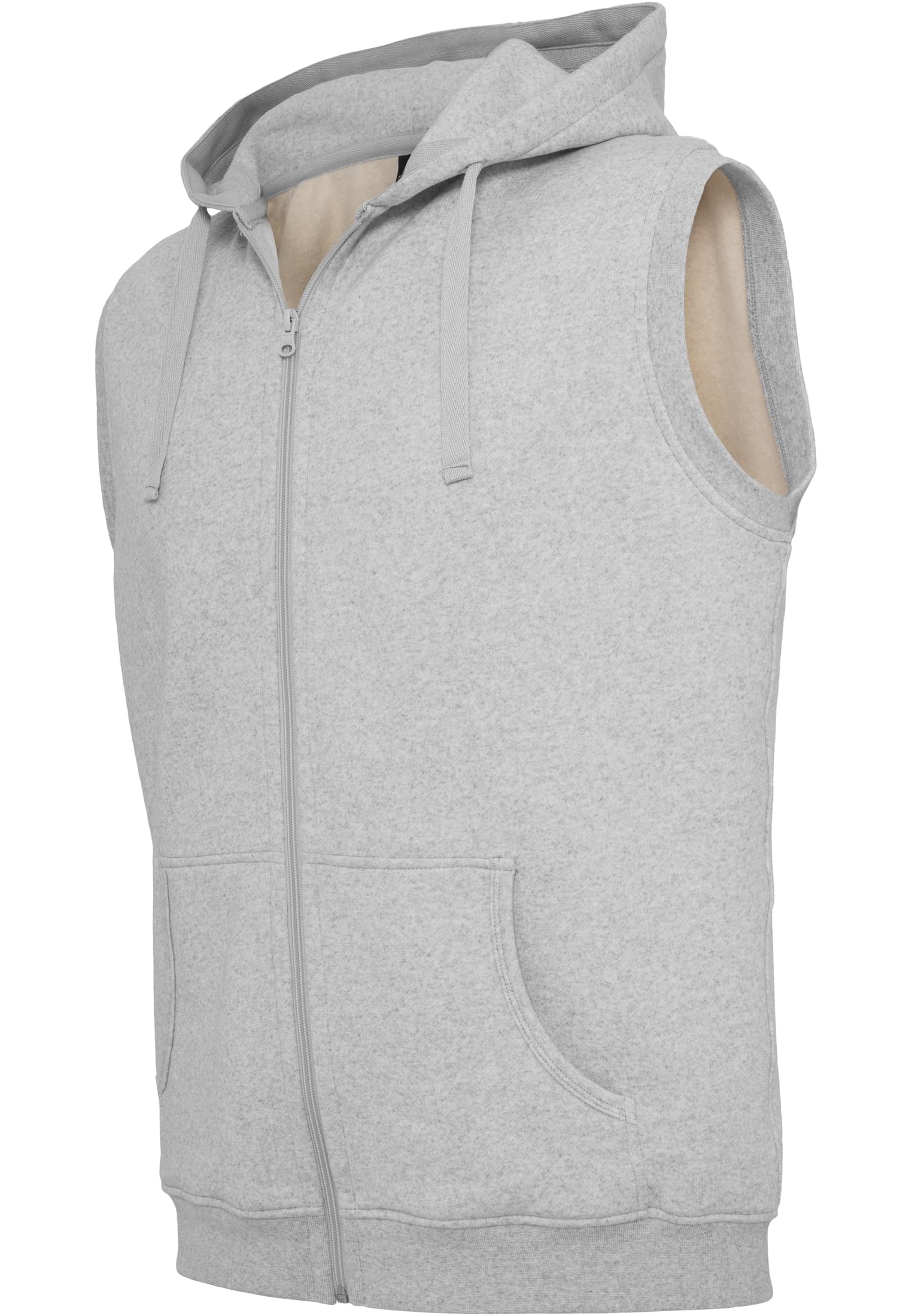 Melange Sleeveless Ziphoody | lightgrey