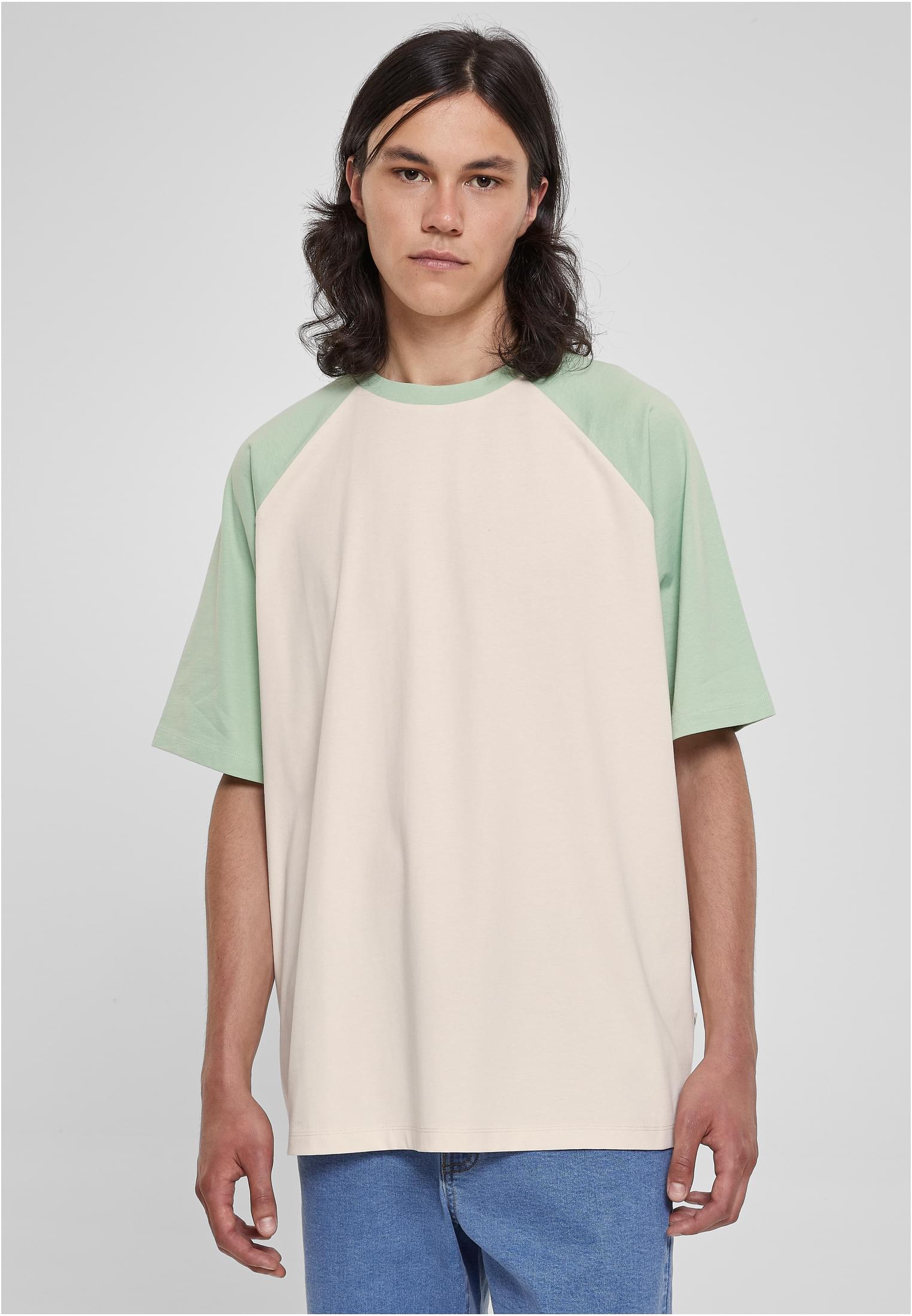 Organic Oversized Raglan Tee | whitesand/vintagegreen