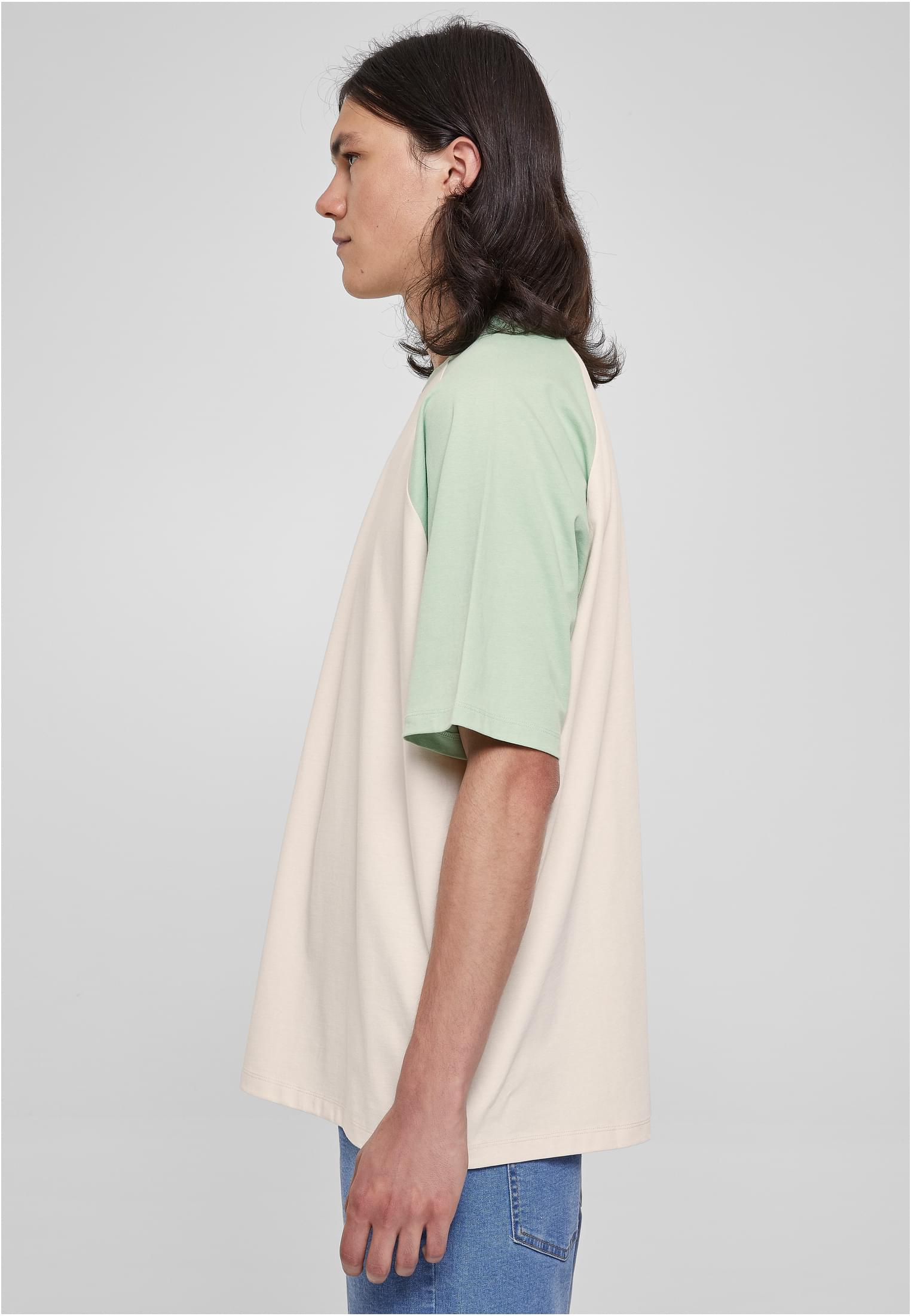 Organic Oversized Raglan Tee | whitesand/vintagegreen