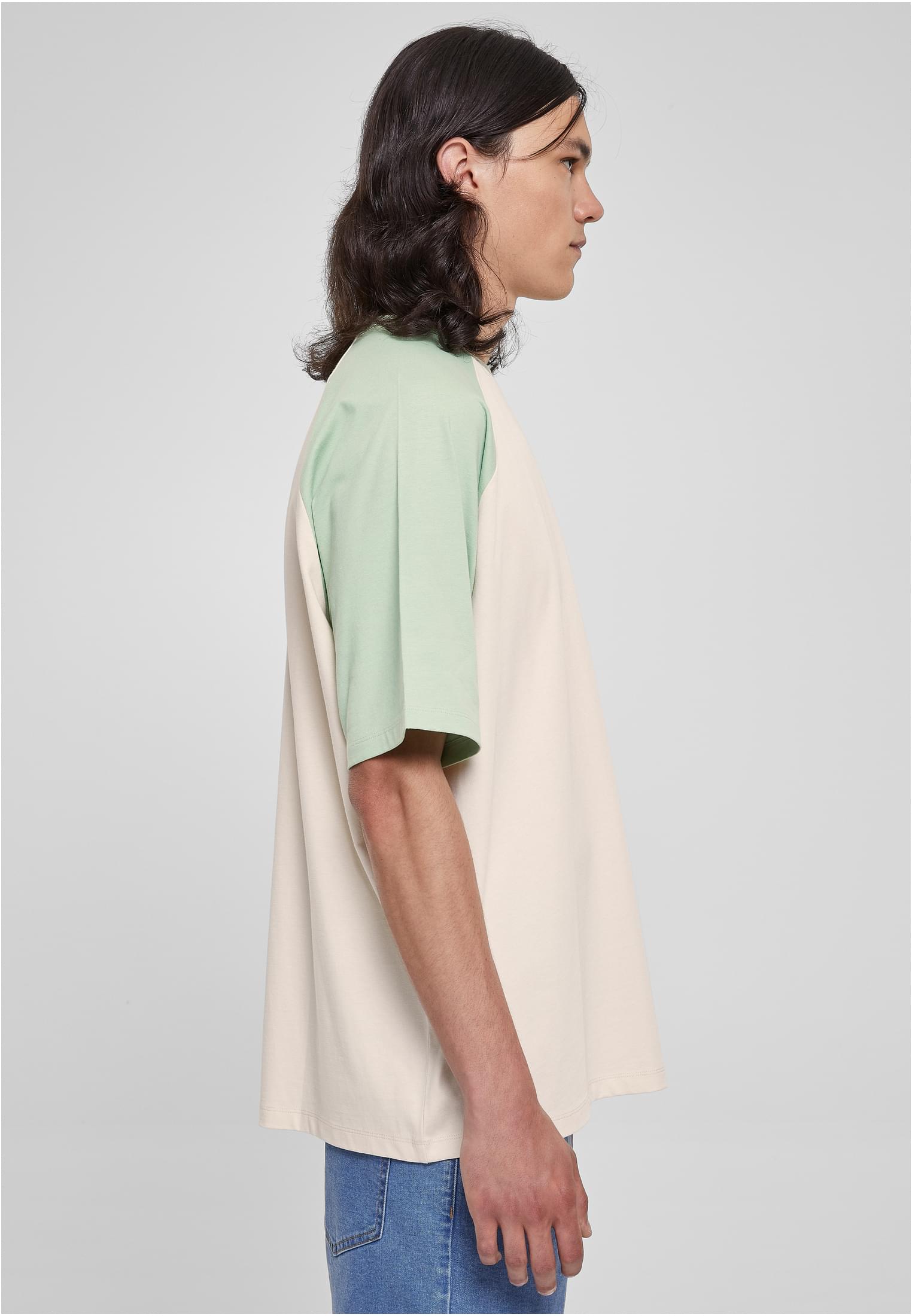 Organic Oversized Raglan Tee | whitesand/vintagegreen