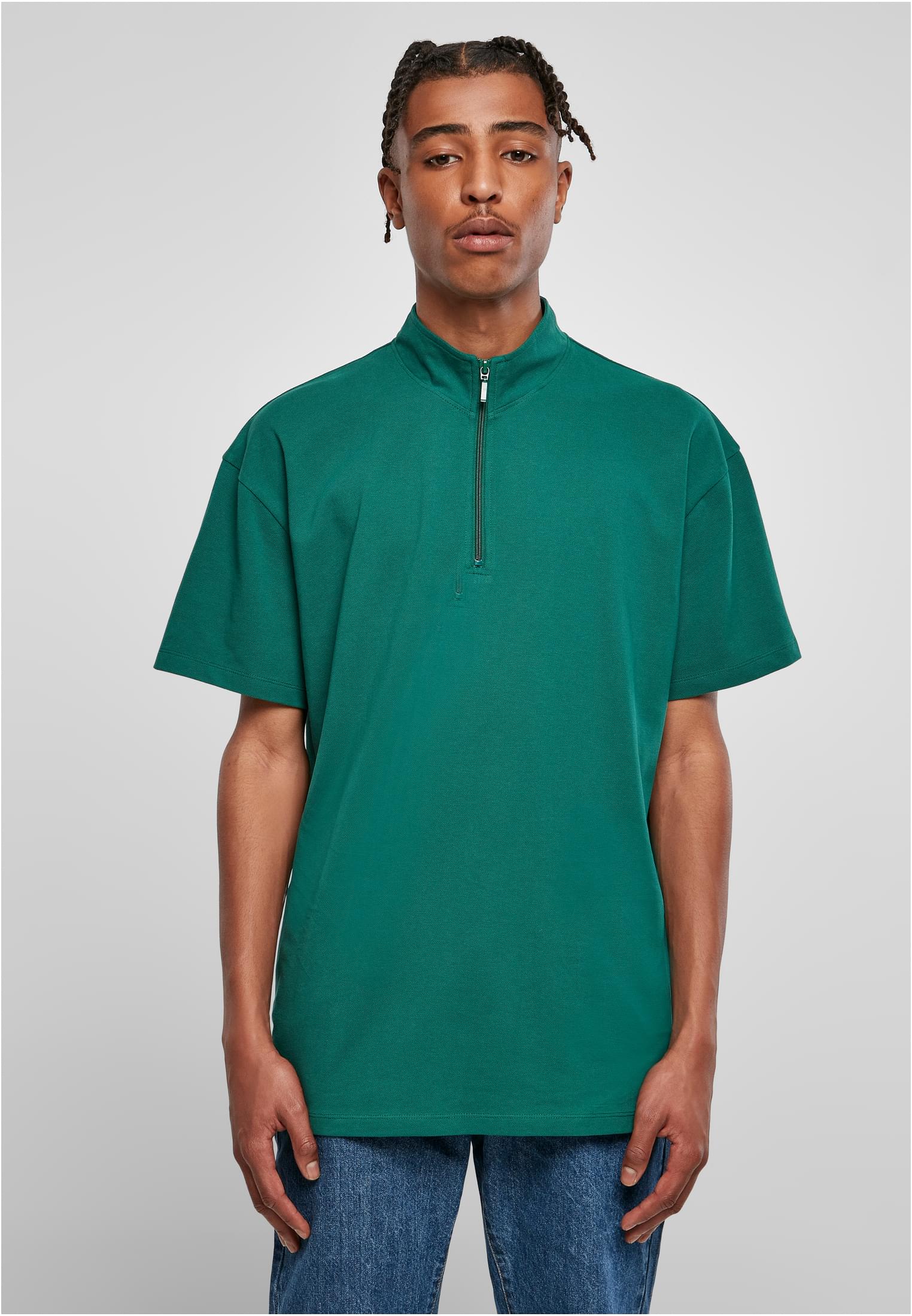 Boxy Zip Pique Tee | green