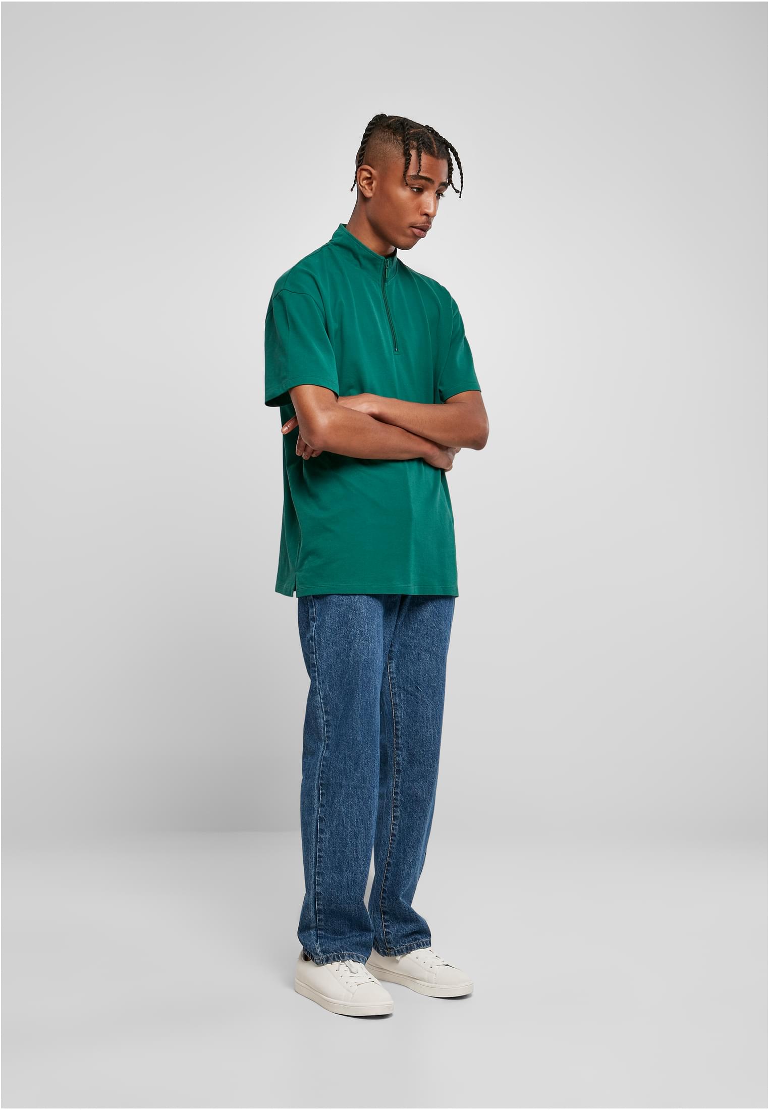 Boxy Zip Pique Tee | green