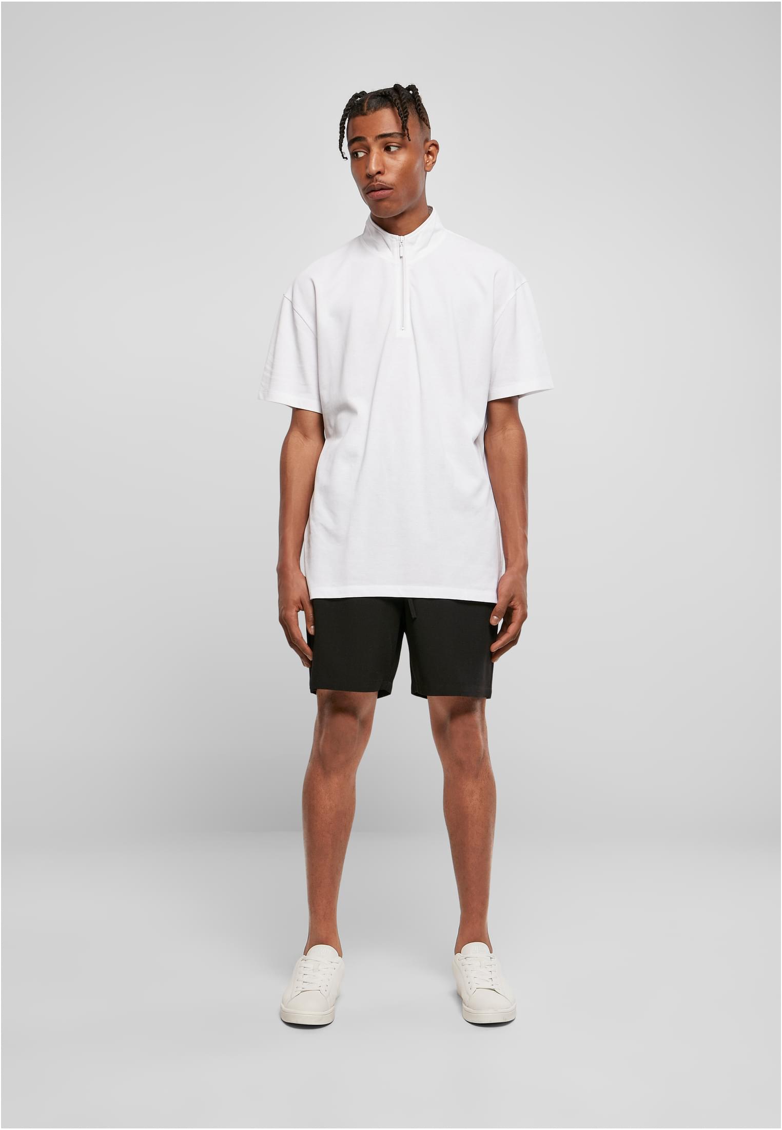 Boxy Zip Pique Tee | white