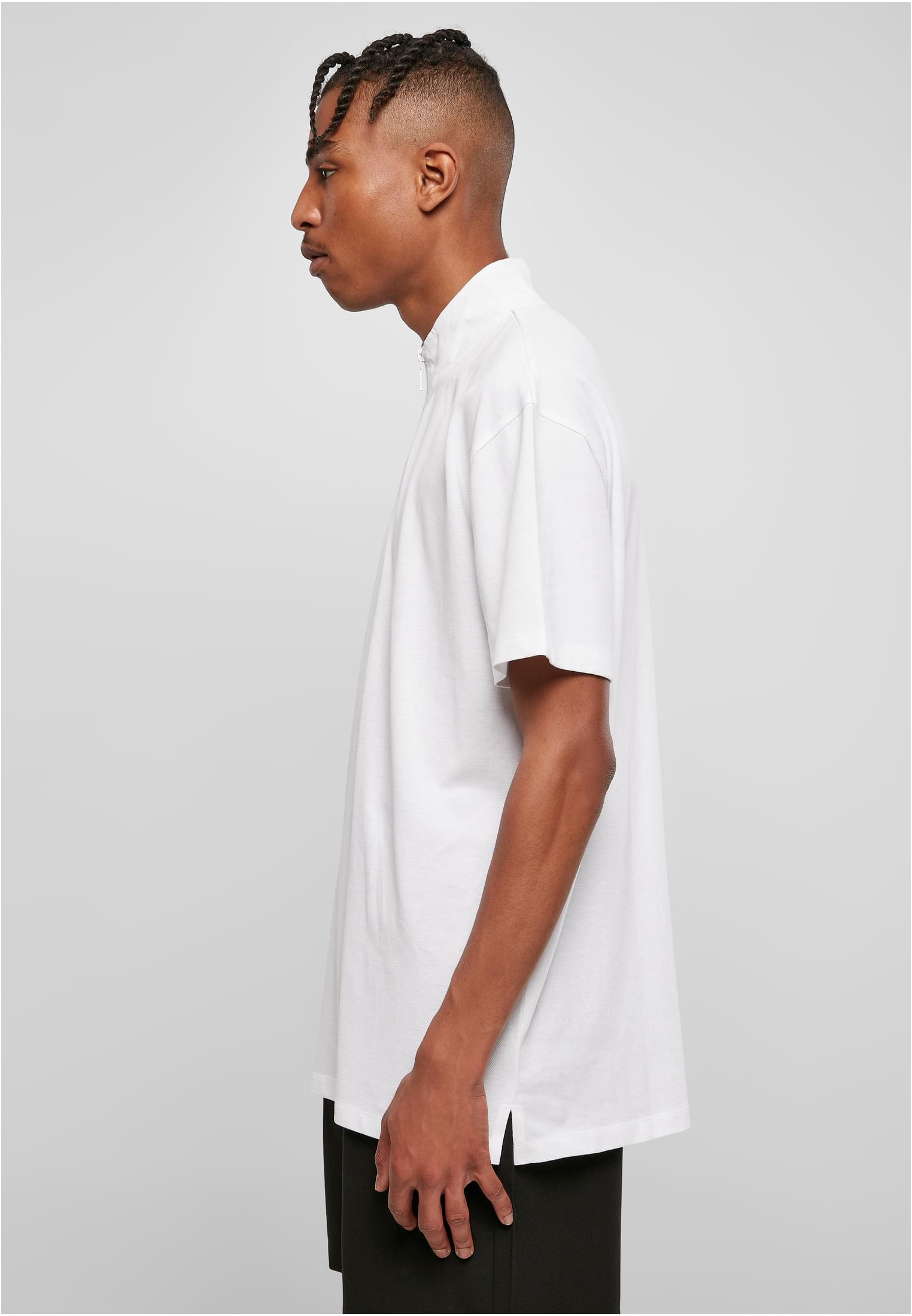 Boxy Zip Pique Tee | white