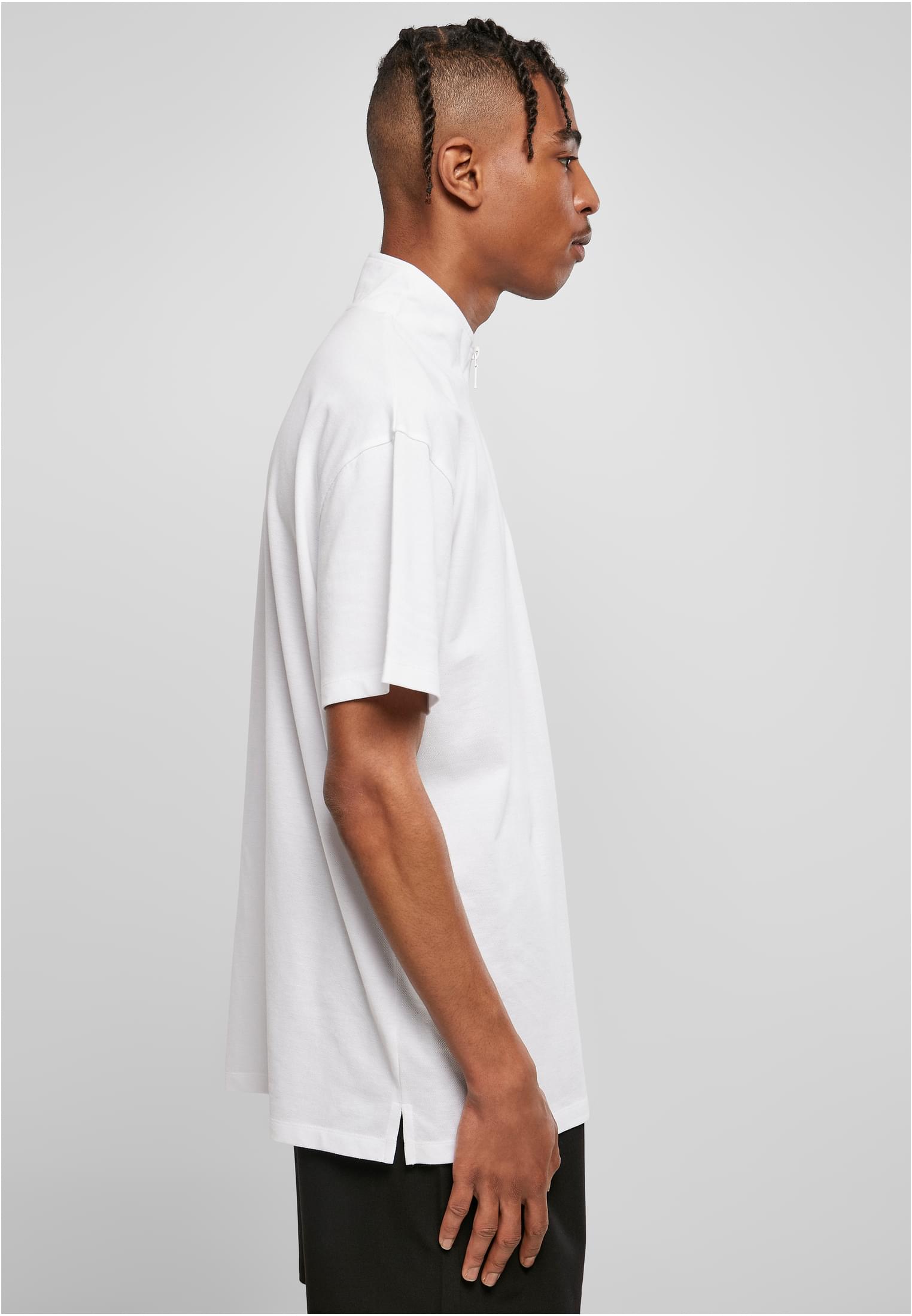 Boxy Zip Pique Tee | white