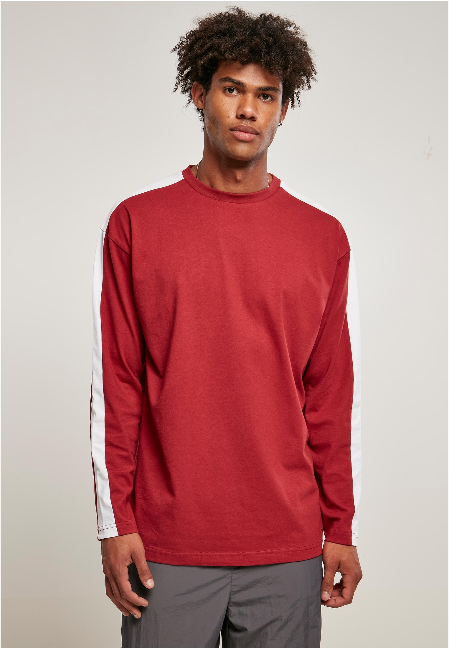 Oversized Shoulder Stripe Longsleeve | brickred/white