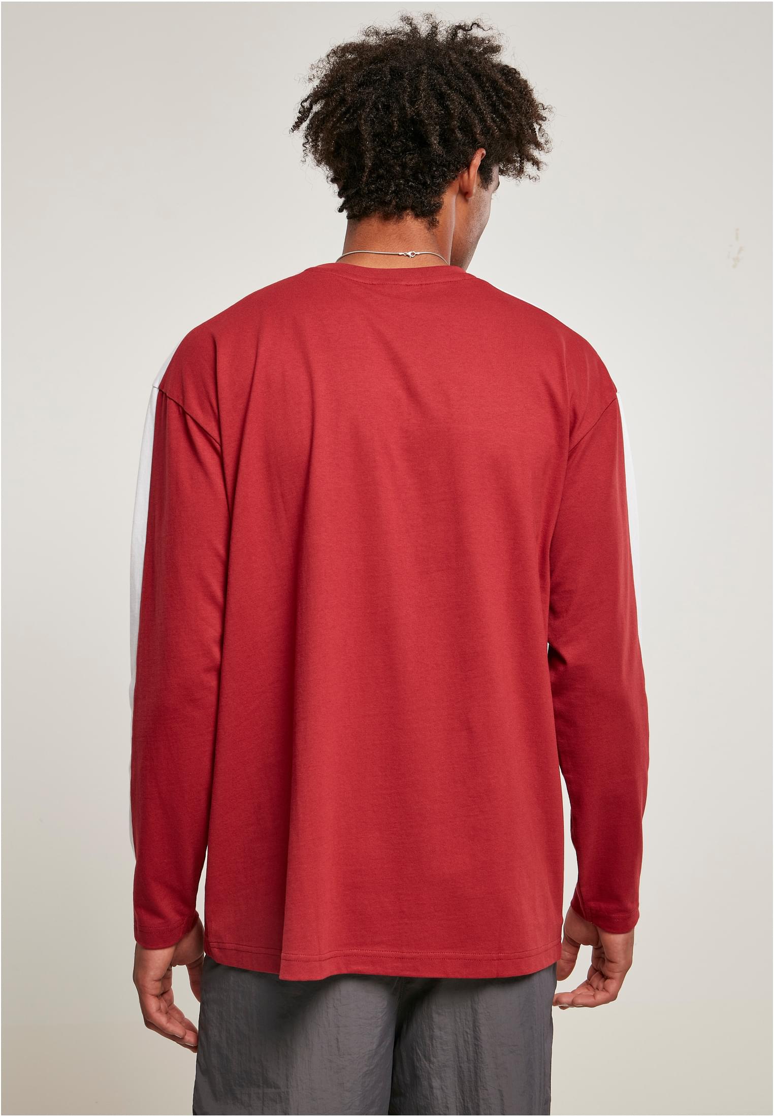 Oversized Shoulder Stripe Longsleeve | brickred/white