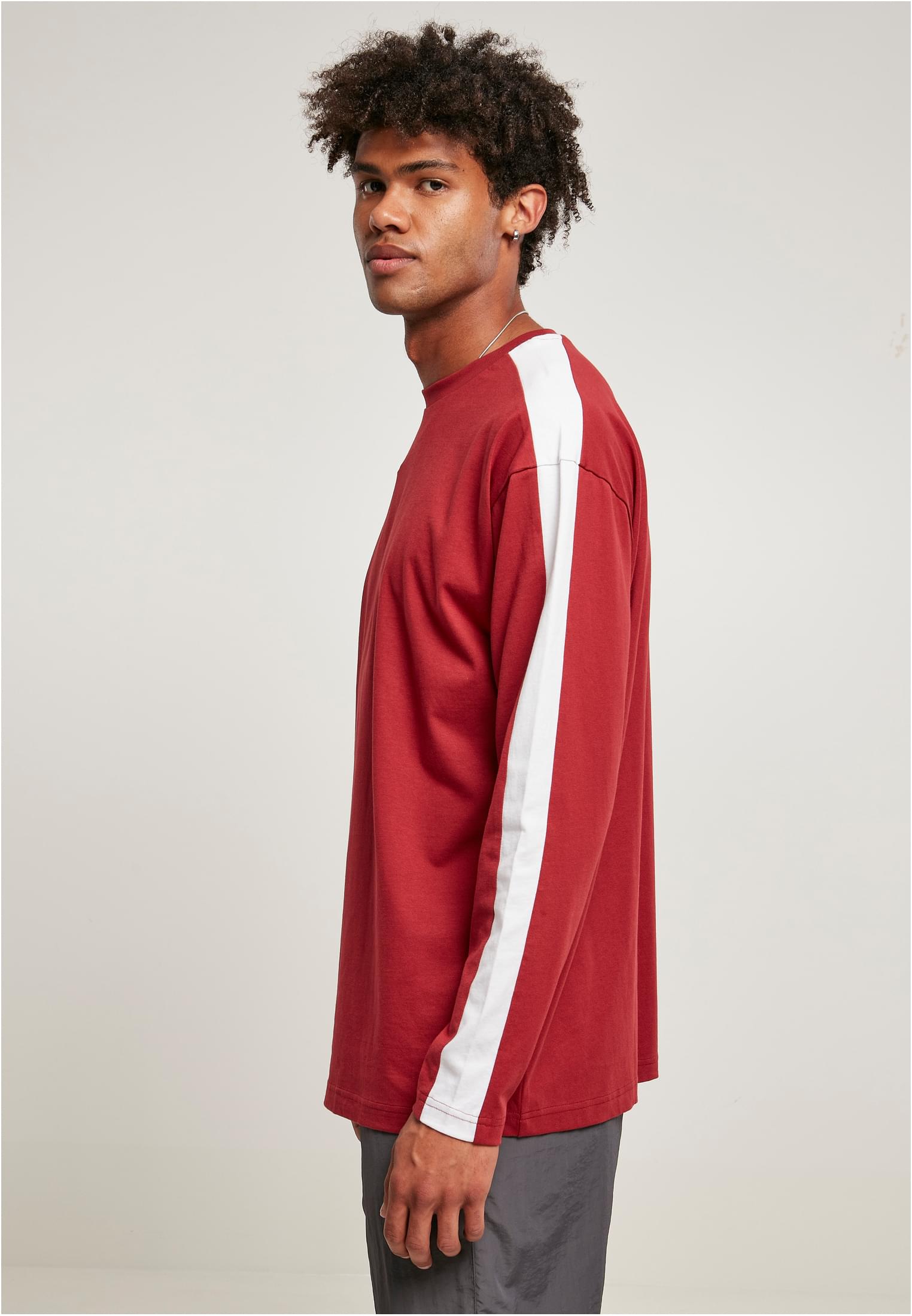 Oversized Shoulder Stripe Longsleeve | brickred/white