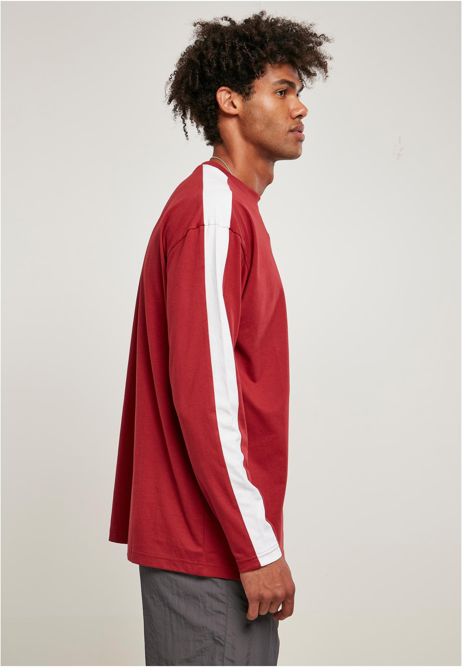 Oversized Shoulder Stripe Longsleeve | brickred/white