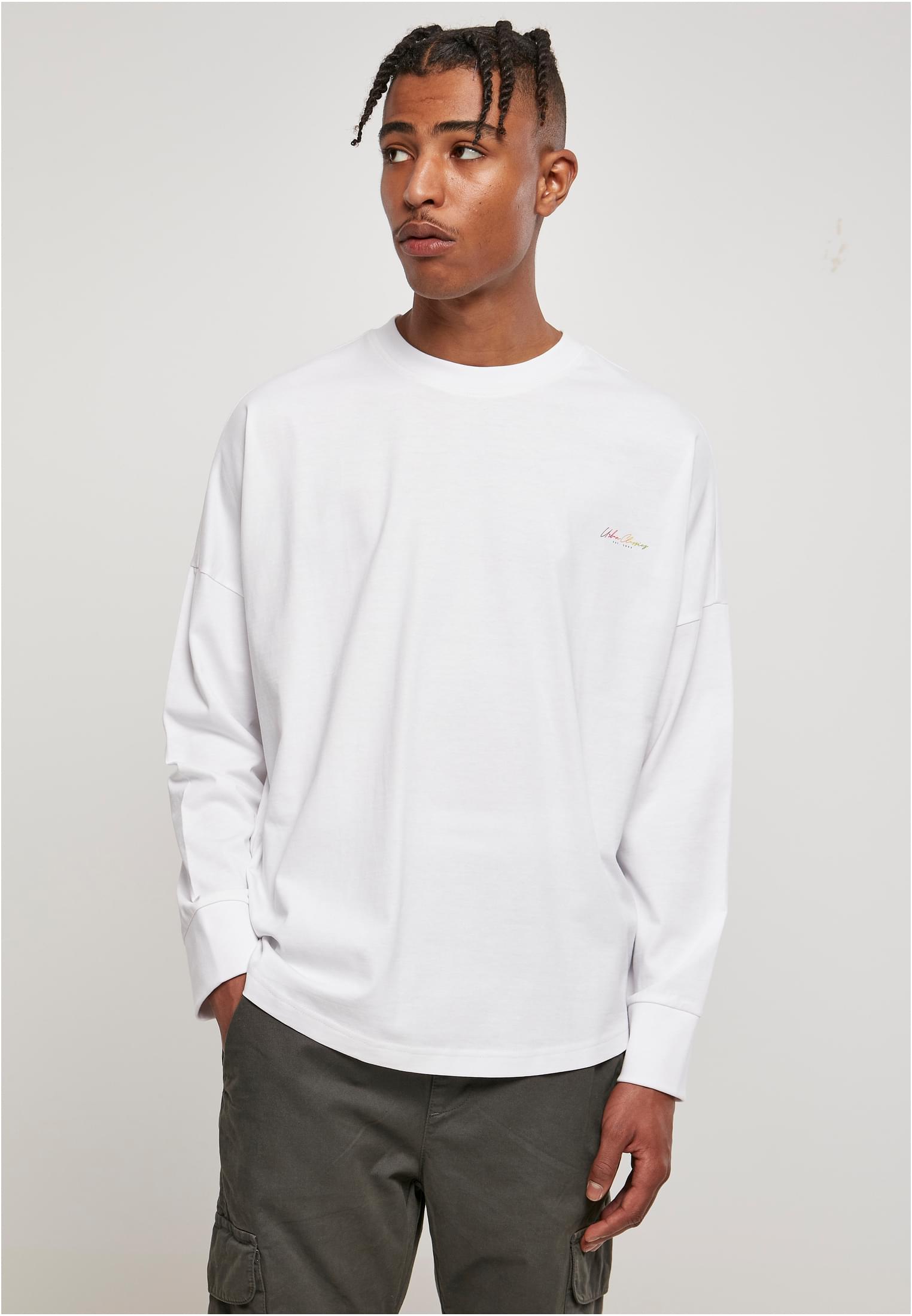 Oversized Cut On Sleeve Script Longsleeve | white