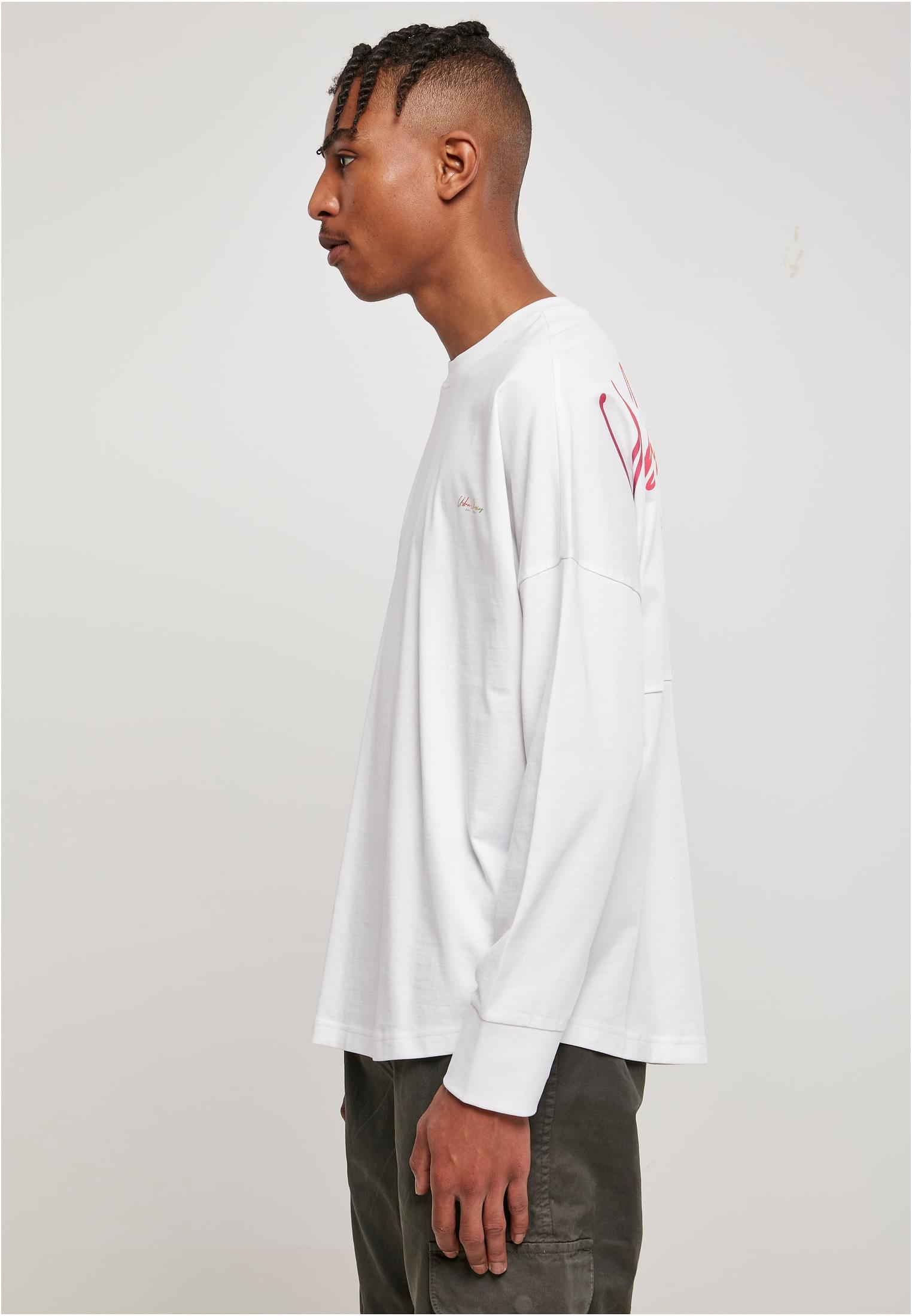 Oversized Cut On Sleeve Script Longsleeve | white