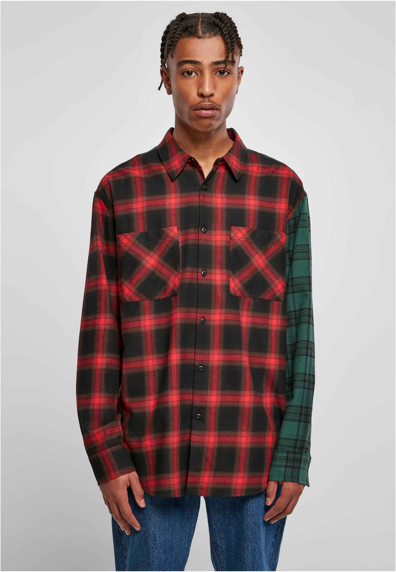 Oversized Mix Check Shirt | black/red/green