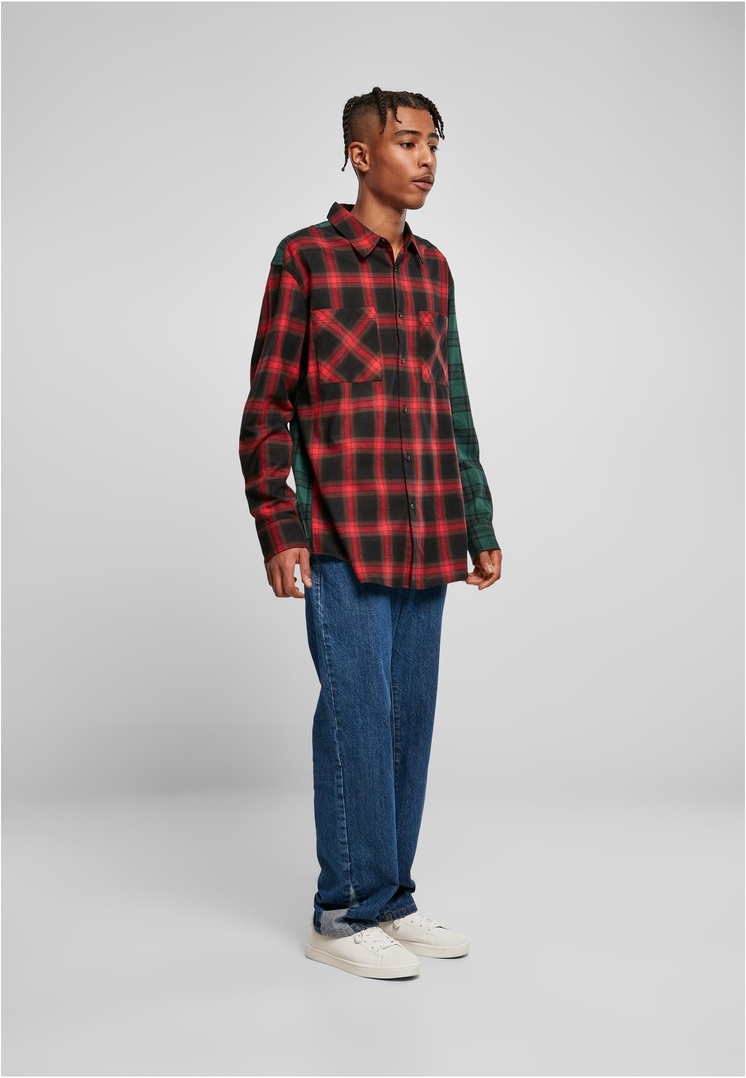 Oversized Mix Check Shirt | black/red/green