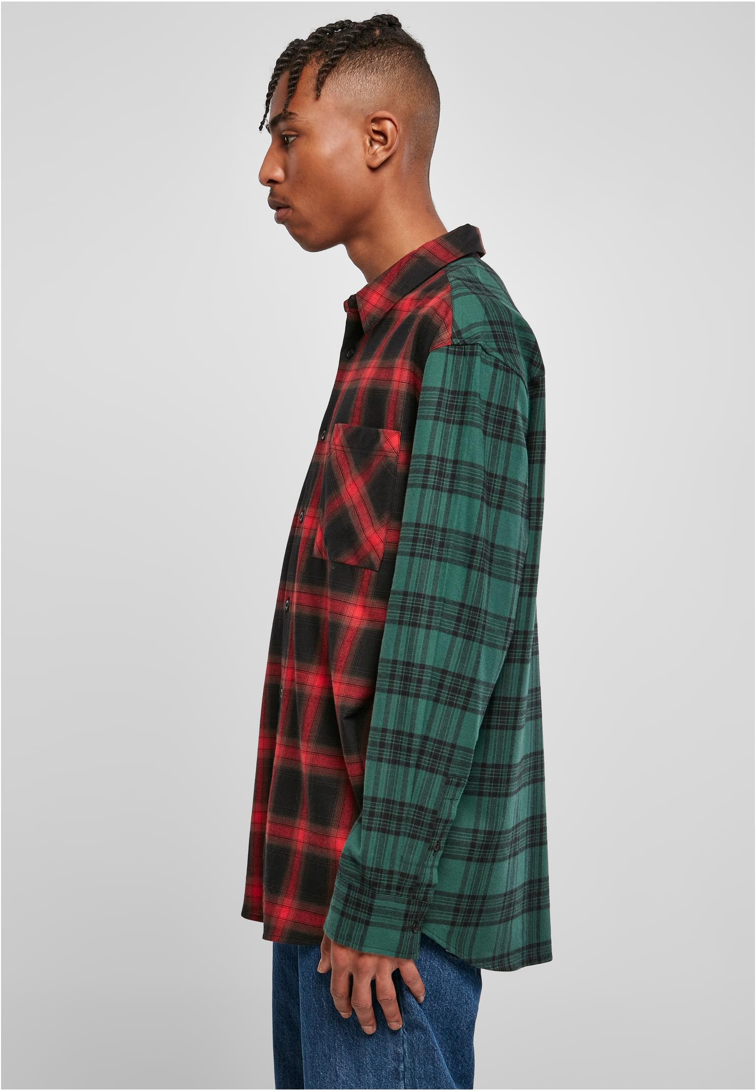 Oversized Mix Check Shirt | black/red/green