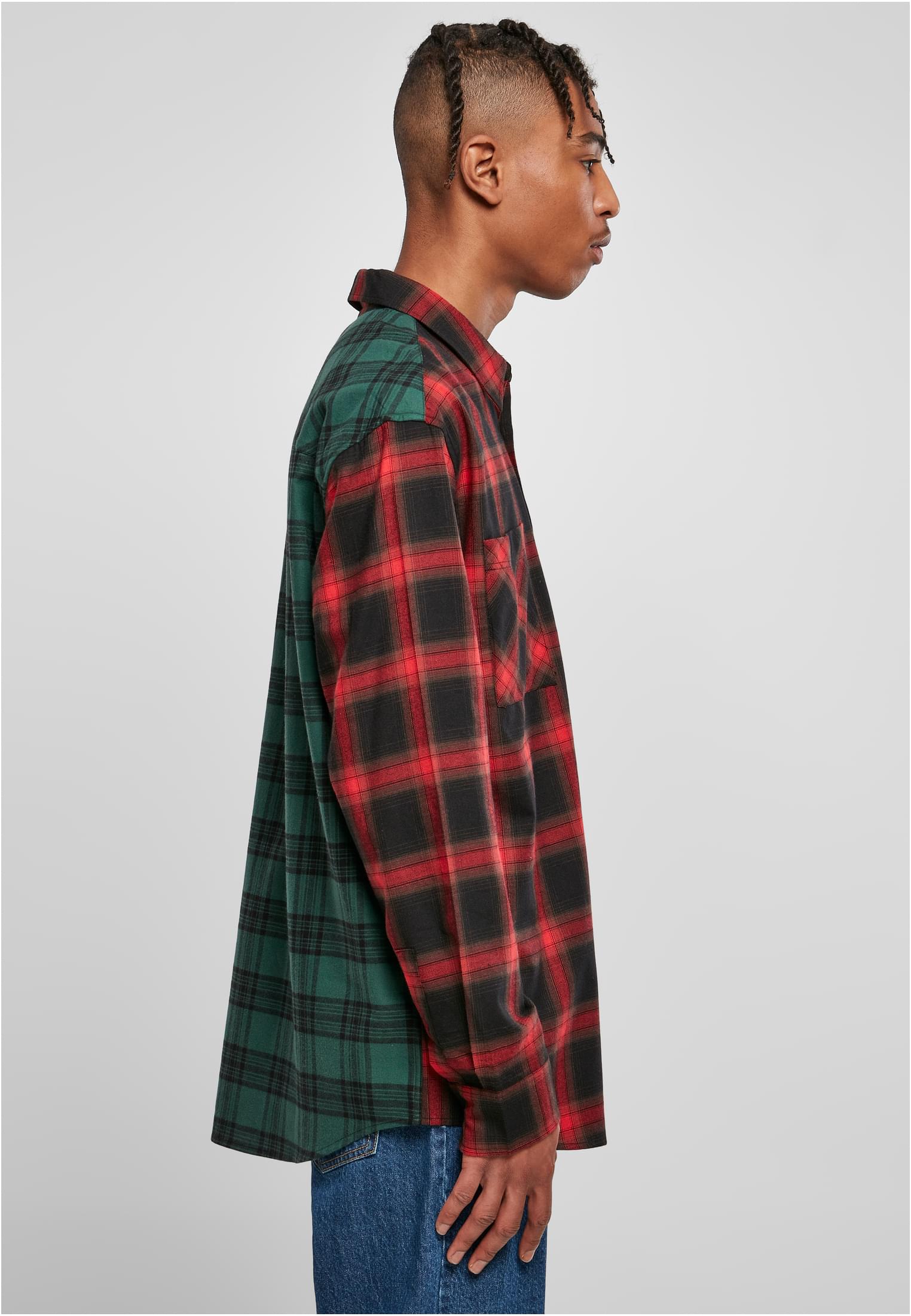 Oversized Mix Check Shirt | black/red/green