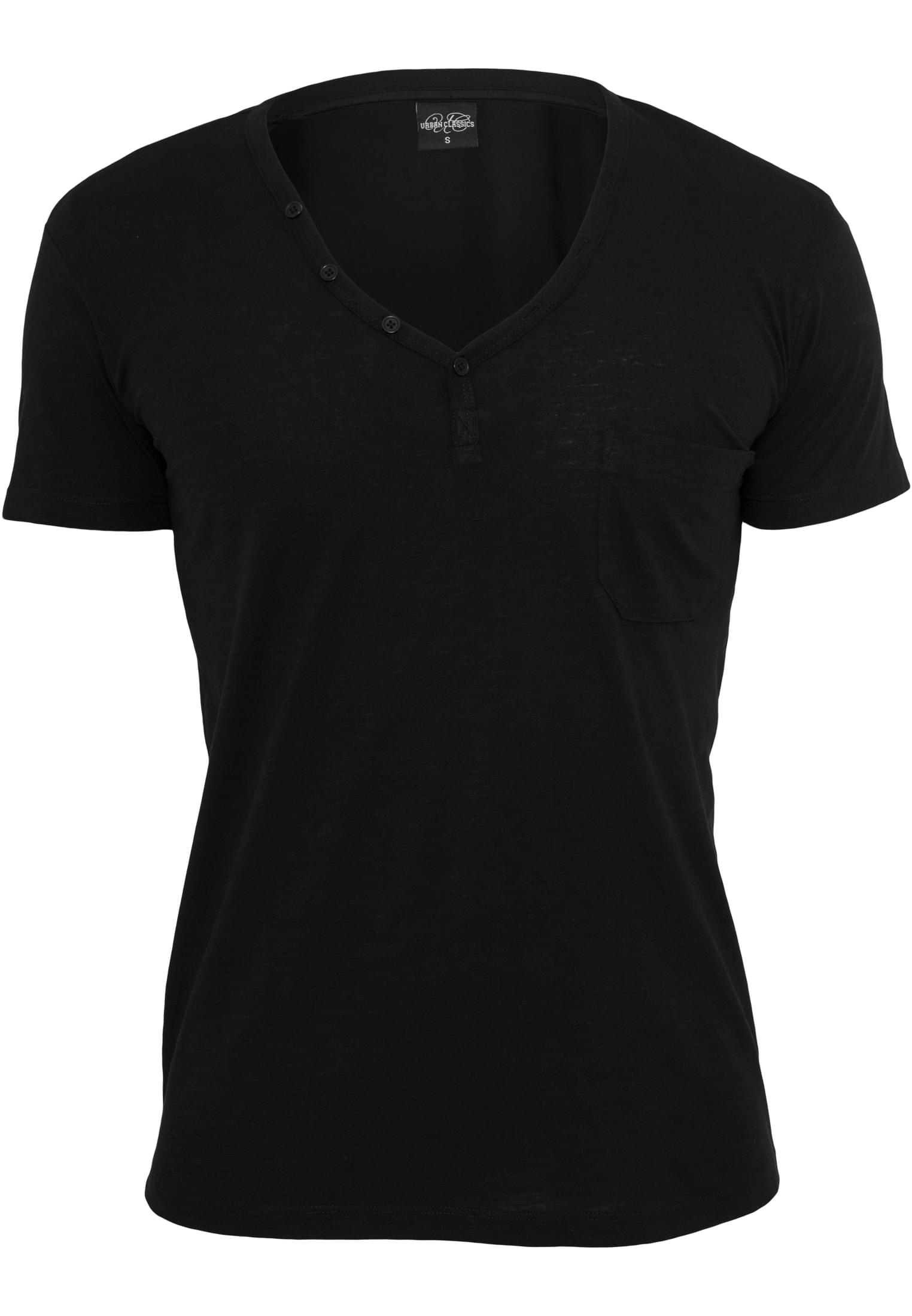 Slub Y-Neck Henley | black