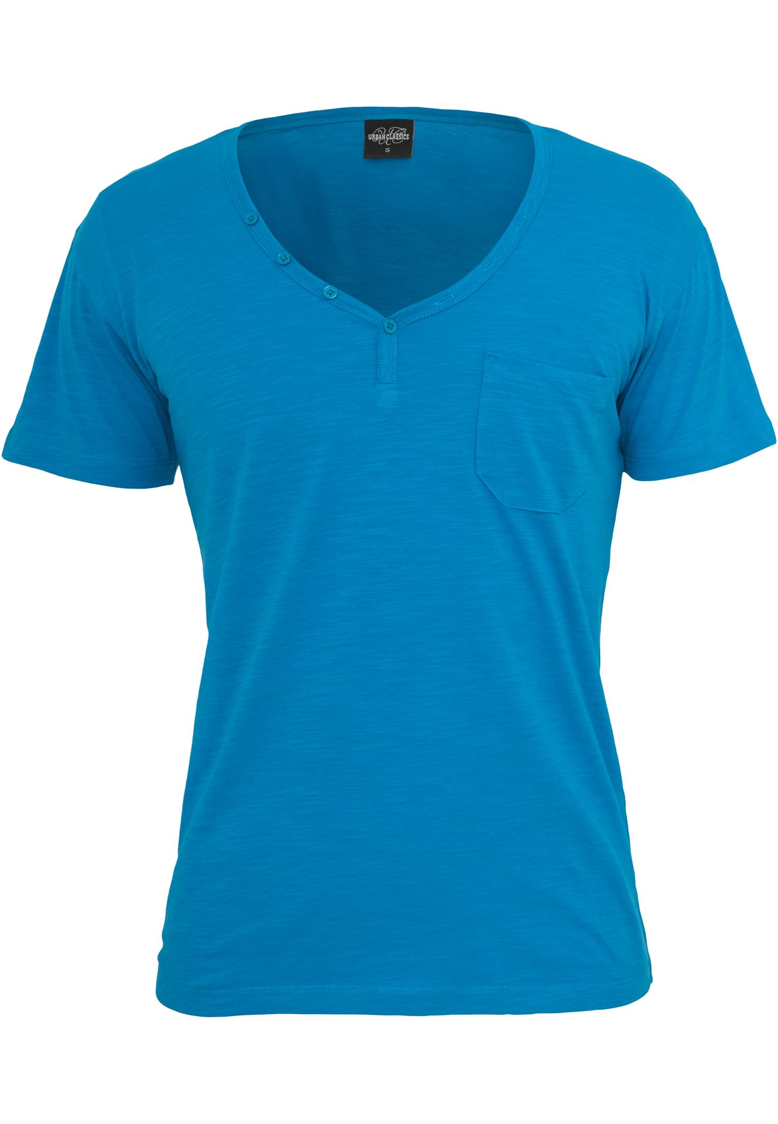 Slub Y-Neck Henley | turquoise