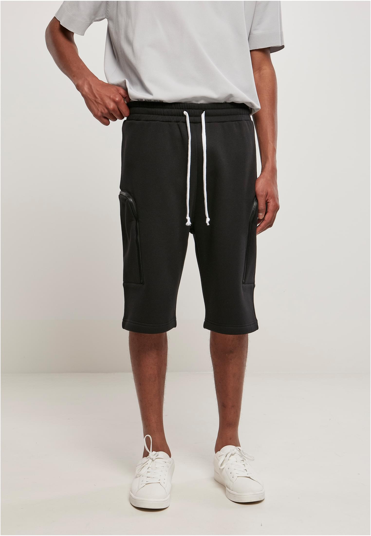 Low Crotch Cargo Sweat Shorts | black