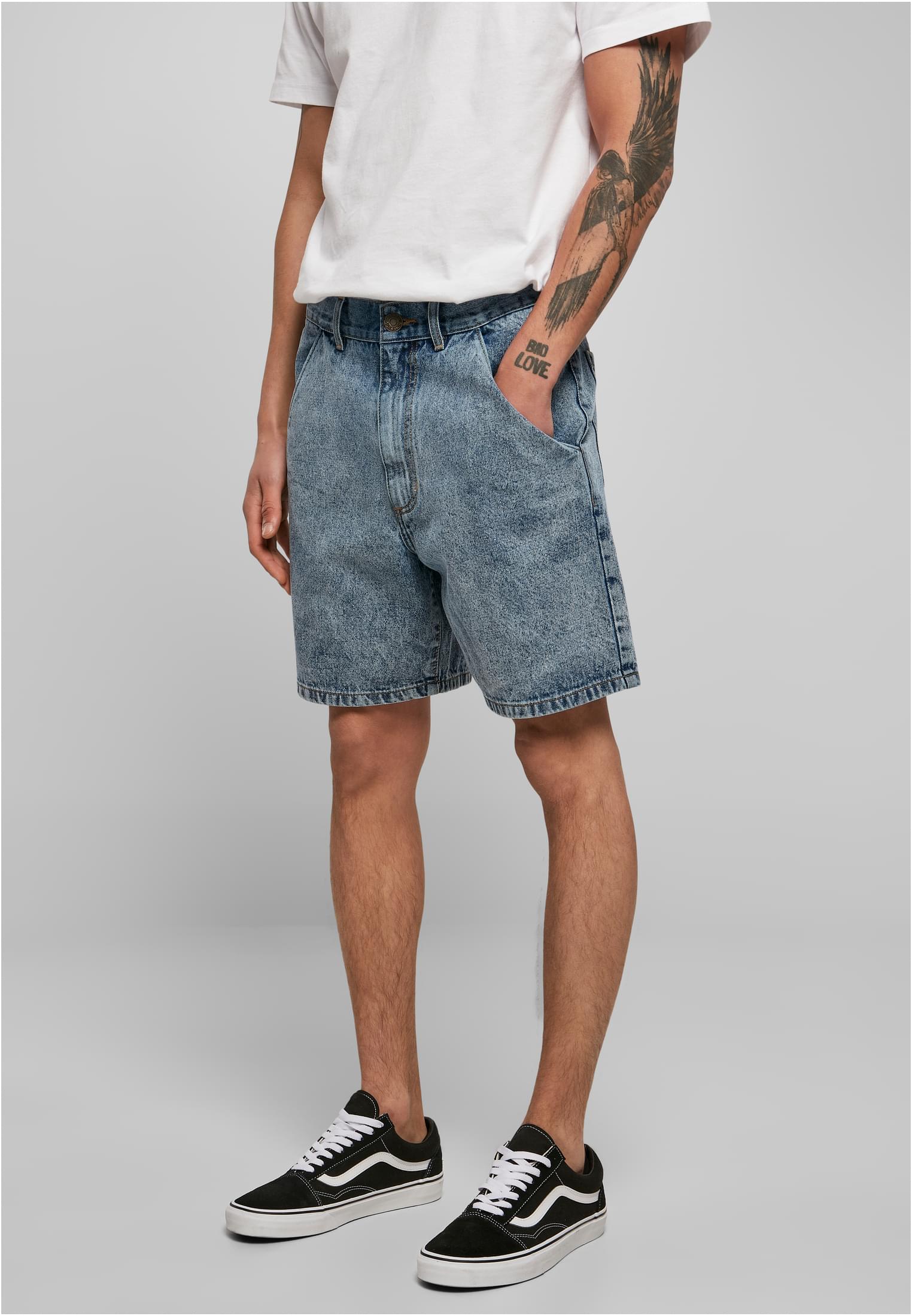 Organic Denim Bermuda Shorts | light skyblue acid washed