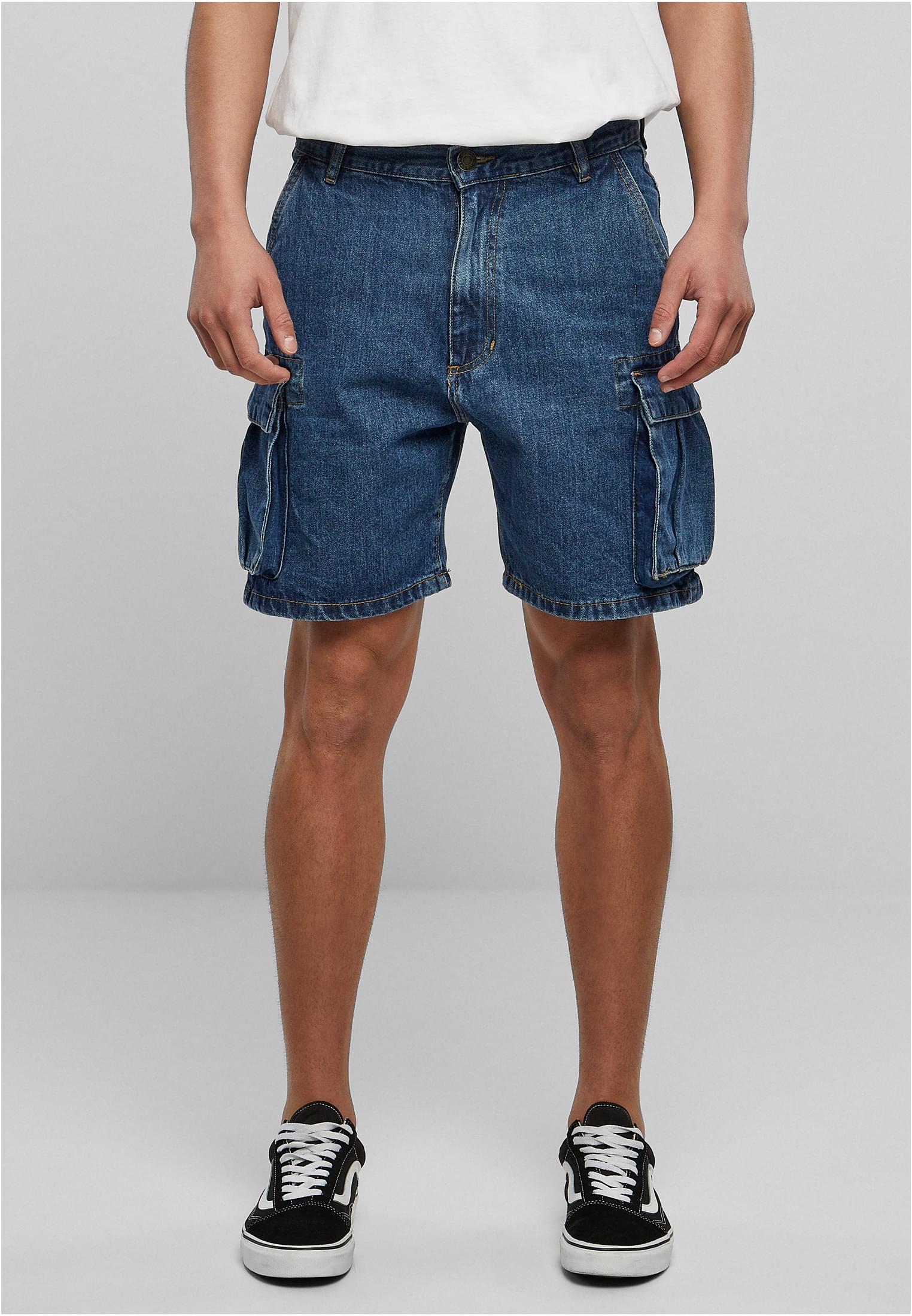 Organic Denim Cargo Shorts | mid indigo washed