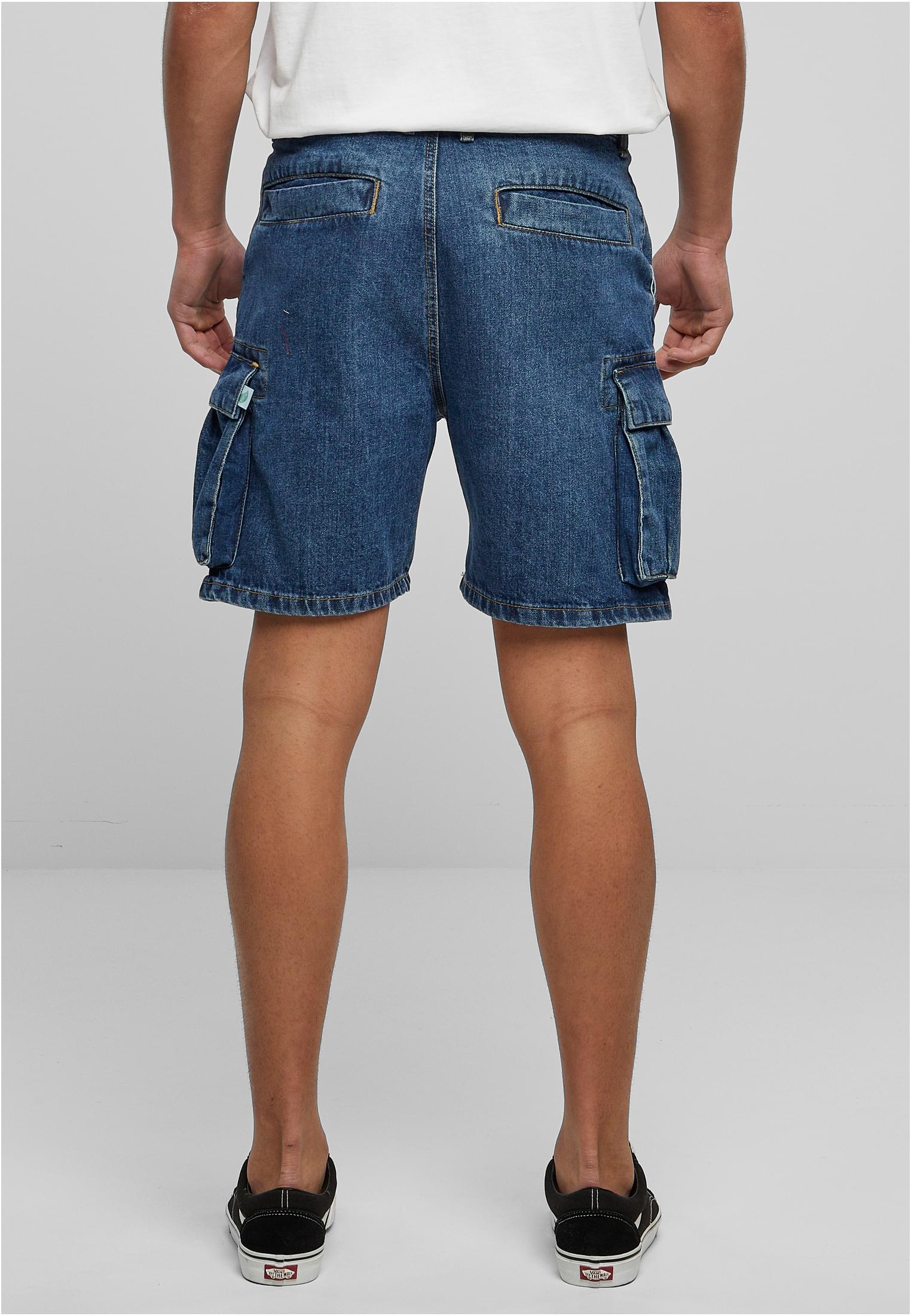 Organic Denim Cargo Shorts | mid indigo washed