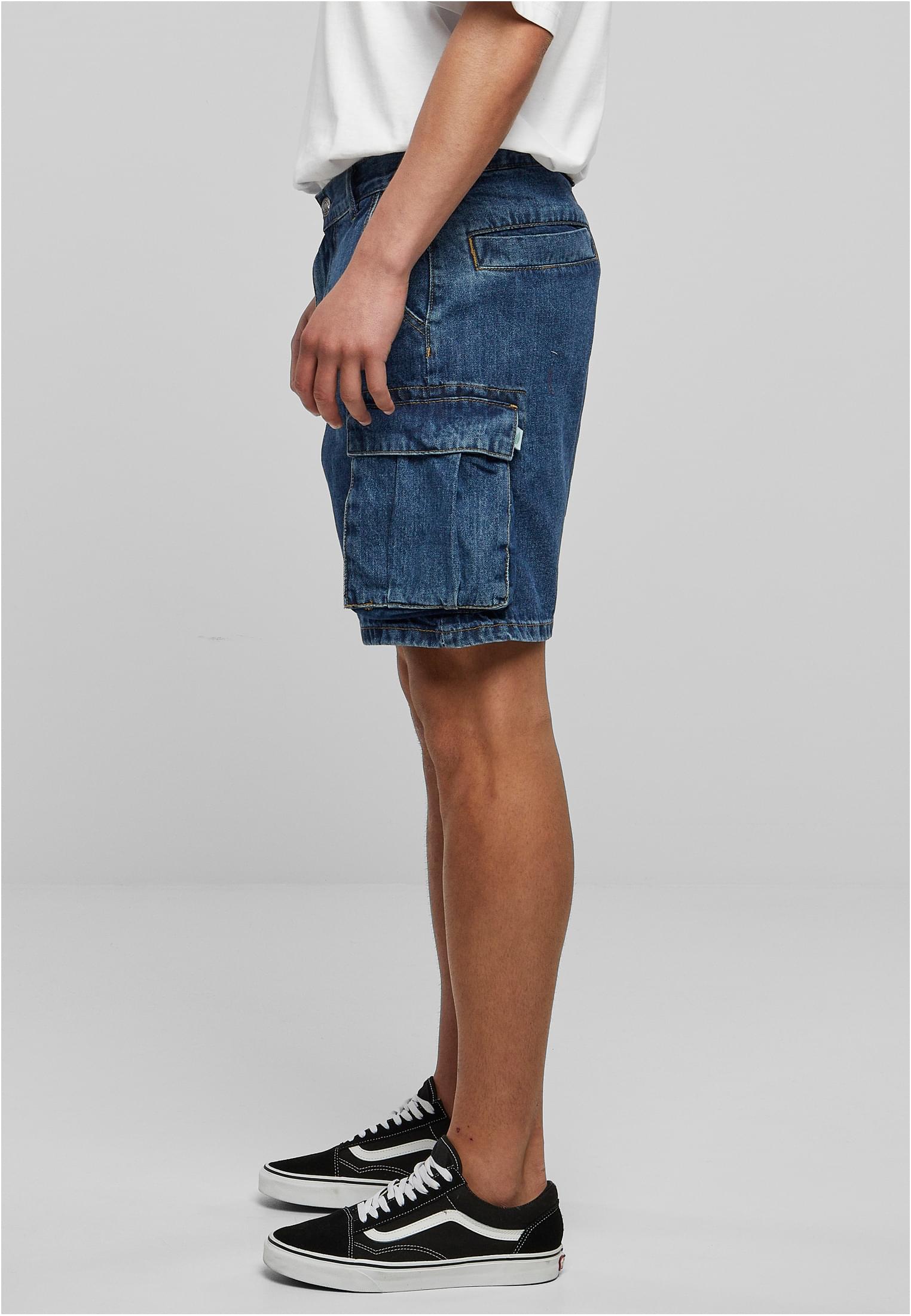 Organic Denim Cargo Shorts | mid indigo washed