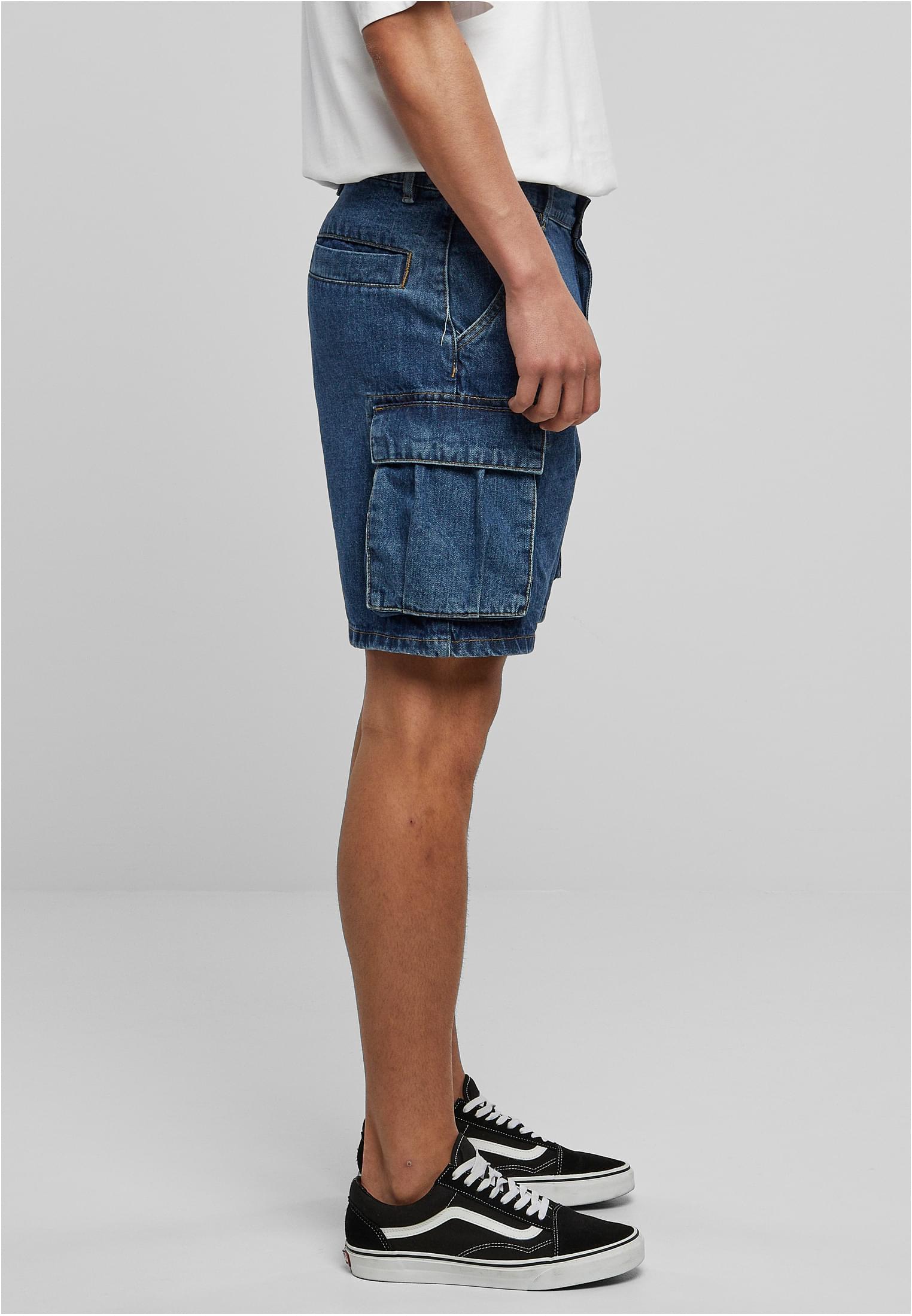 Organic Denim Cargo Shorts | mid indigo washed