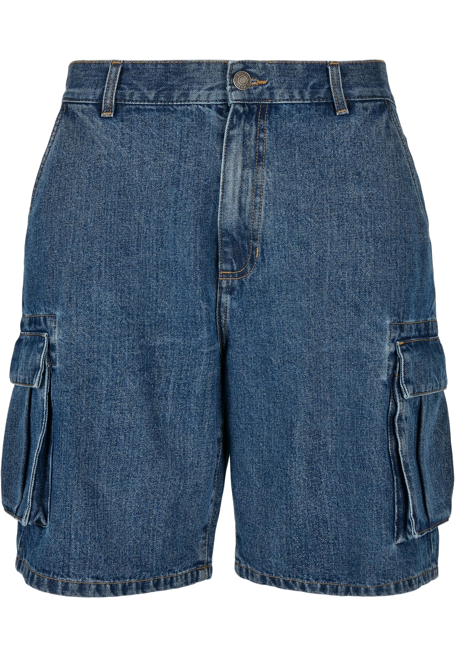 Organic Denim Cargo Shorts | mid indigo washed