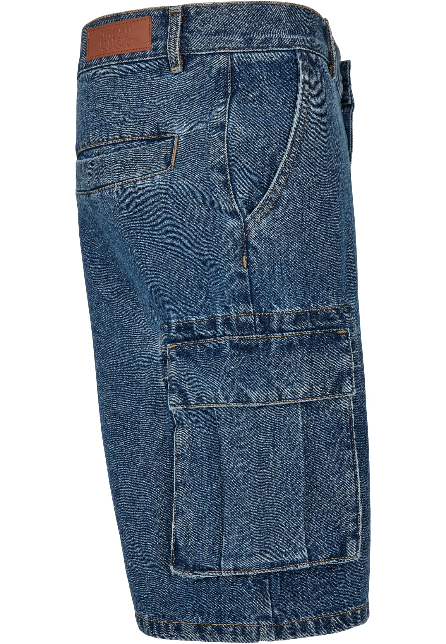 Organic Denim Cargo Shorts | mid indigo washed