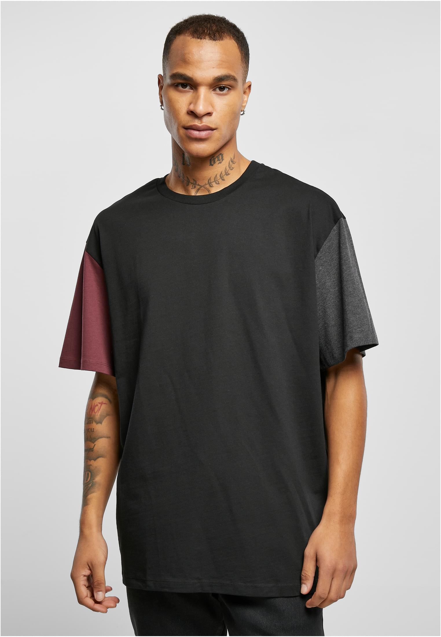 Organic Oversized Colorblock Tee | black